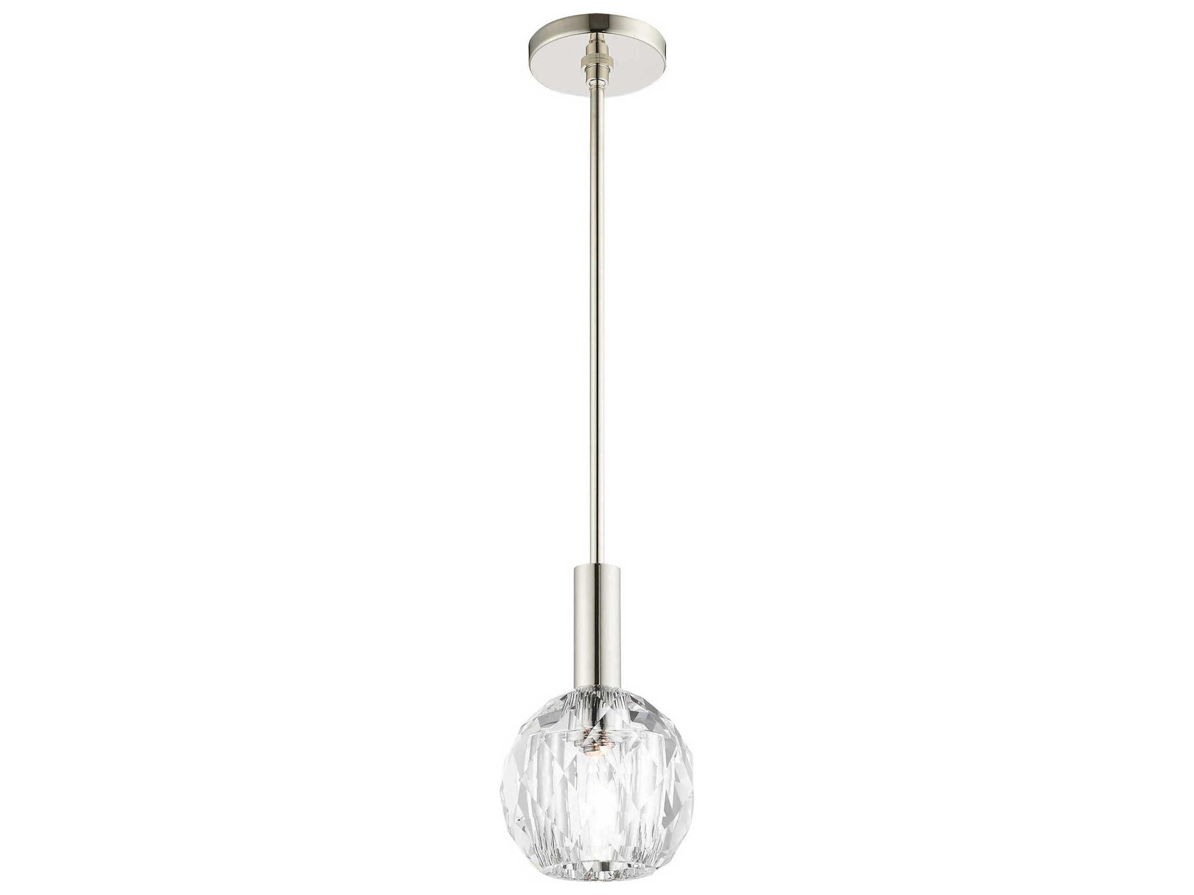 Livex Lighting Whitfield 1-Light Polished Nickel Clear Crystal Dome Mini Pendant