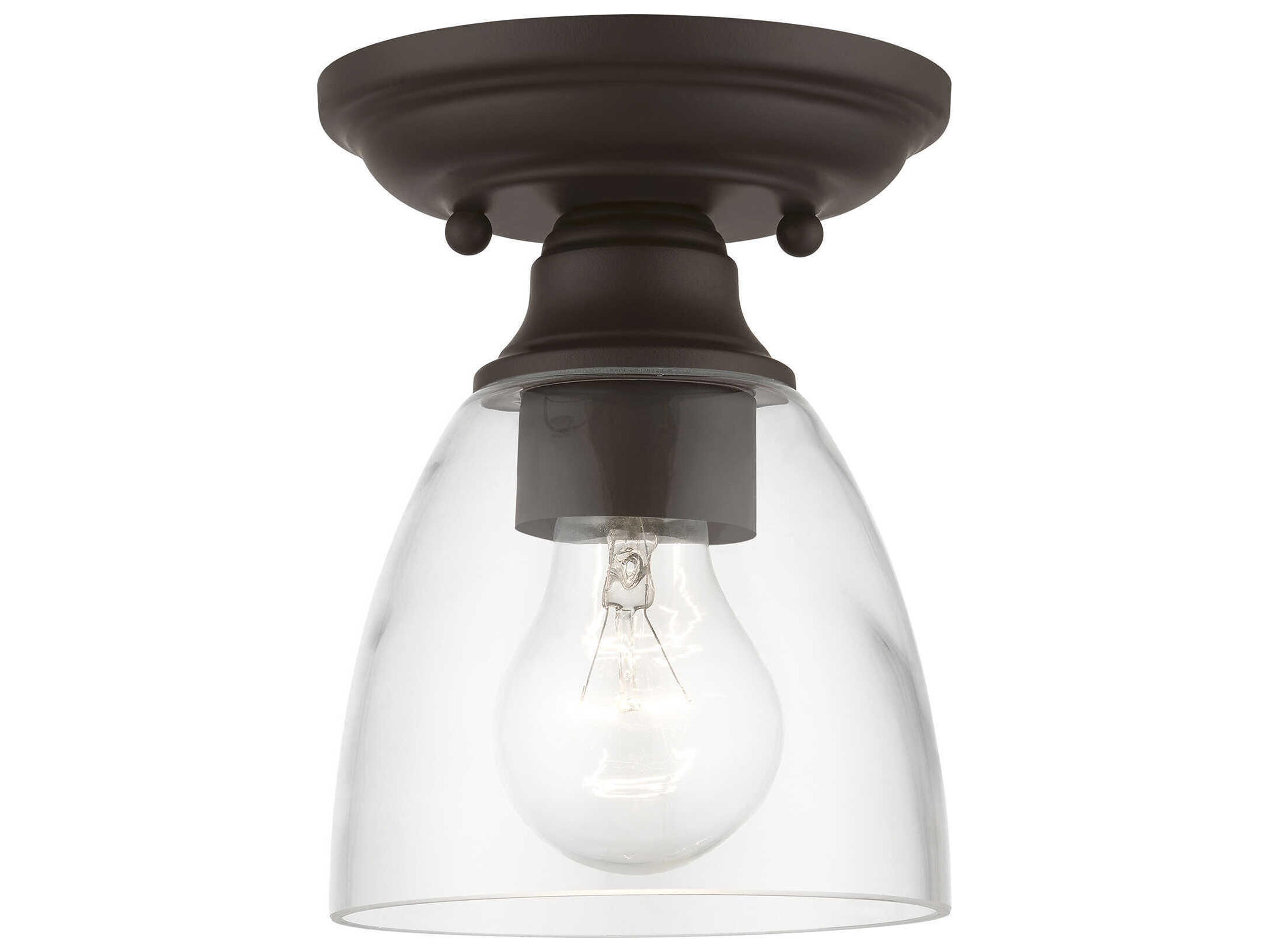 Montgomery 1-Light Bronze Glass Bell Semi Flush Mount