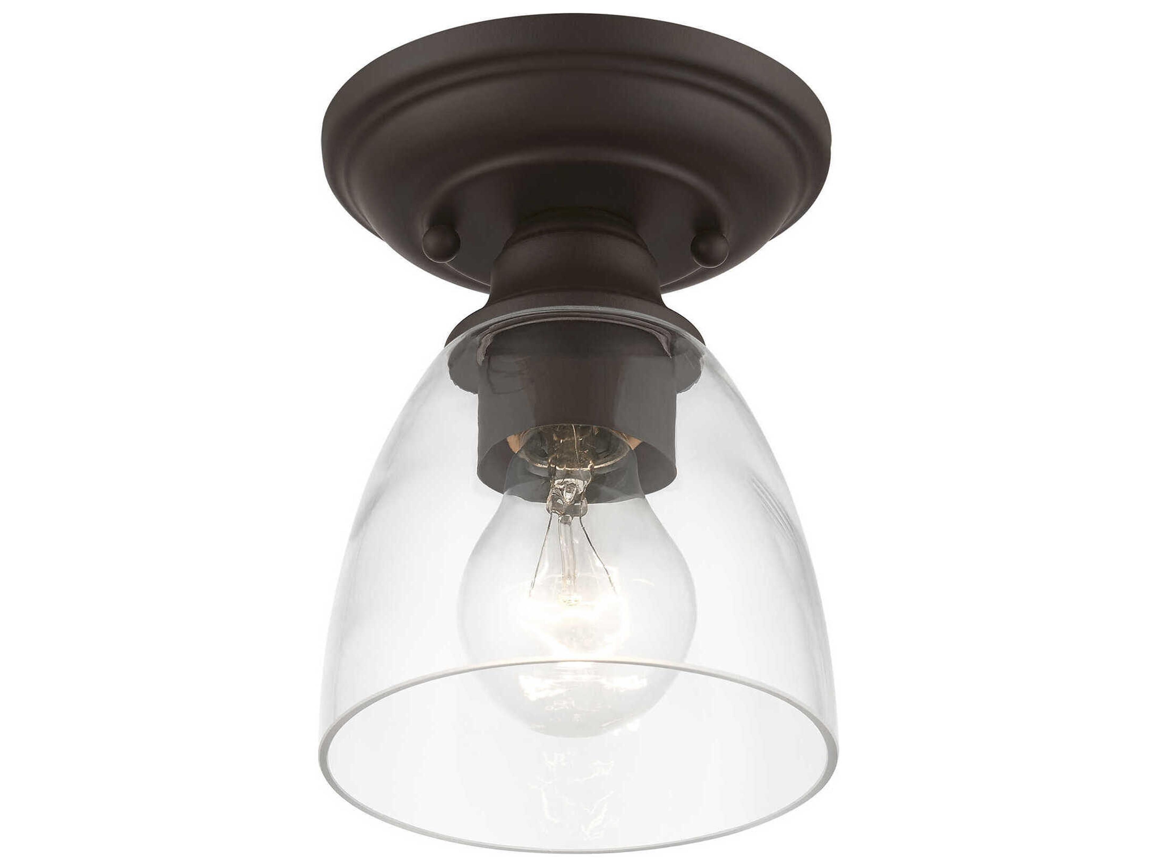 Livex Lighting Montgomery 1-Light Bronze Glass Bell Semi Flush Mount