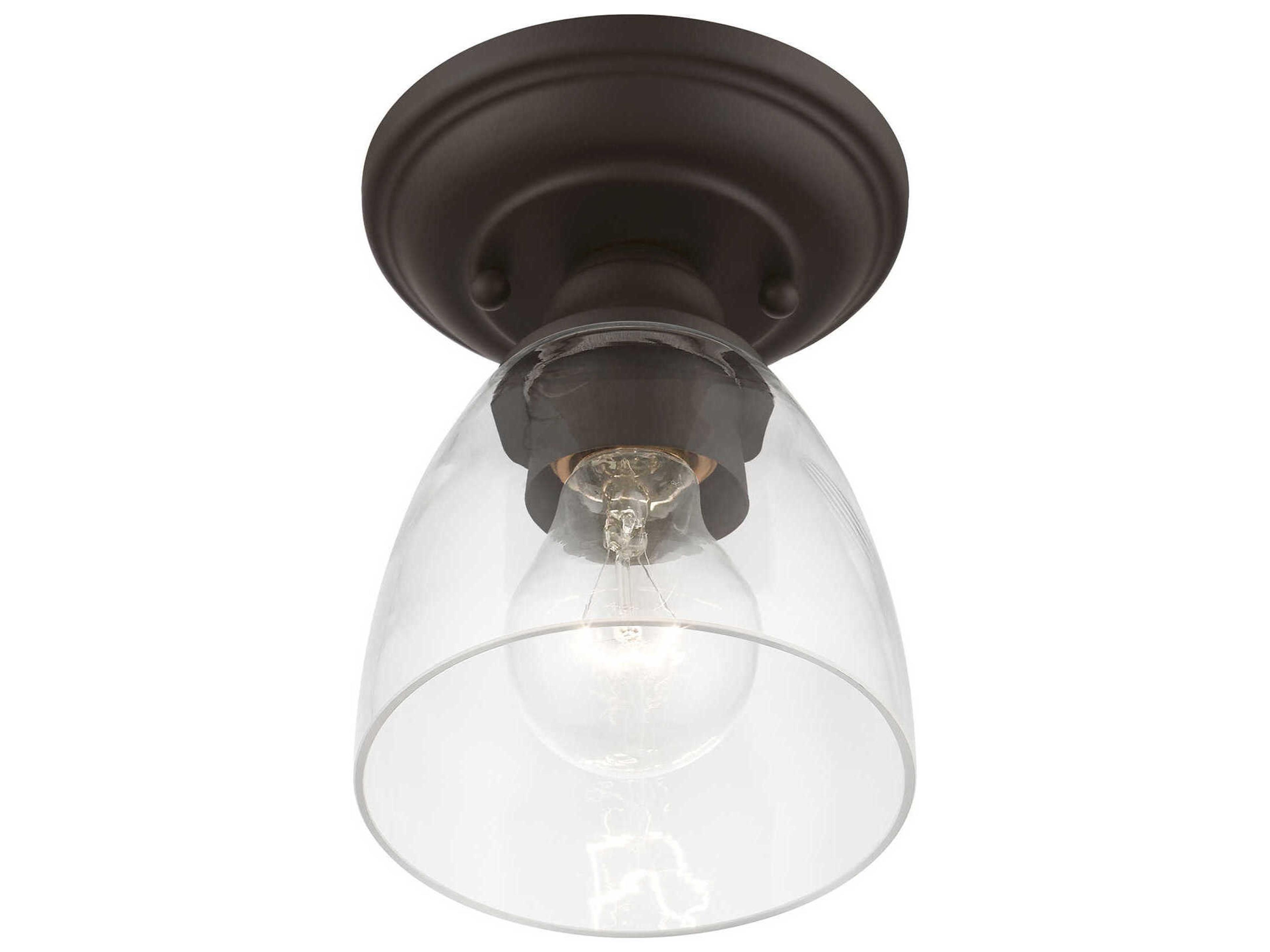 Livex Lighting Montgomery 1-Light Bronze Glass Bell Semi Flush Mount