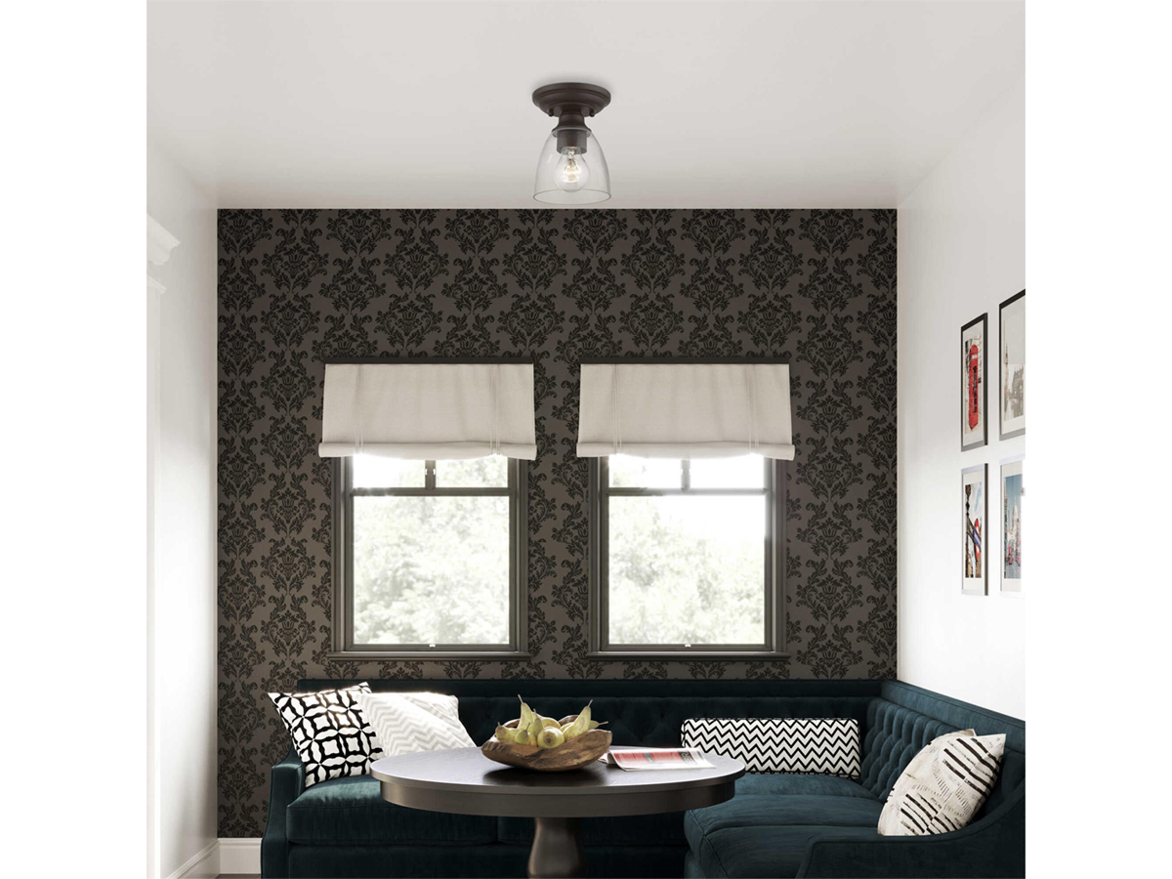 Livex Lighting Montgomery 1-Light Bronze Glass Bell Semi Flush Mount