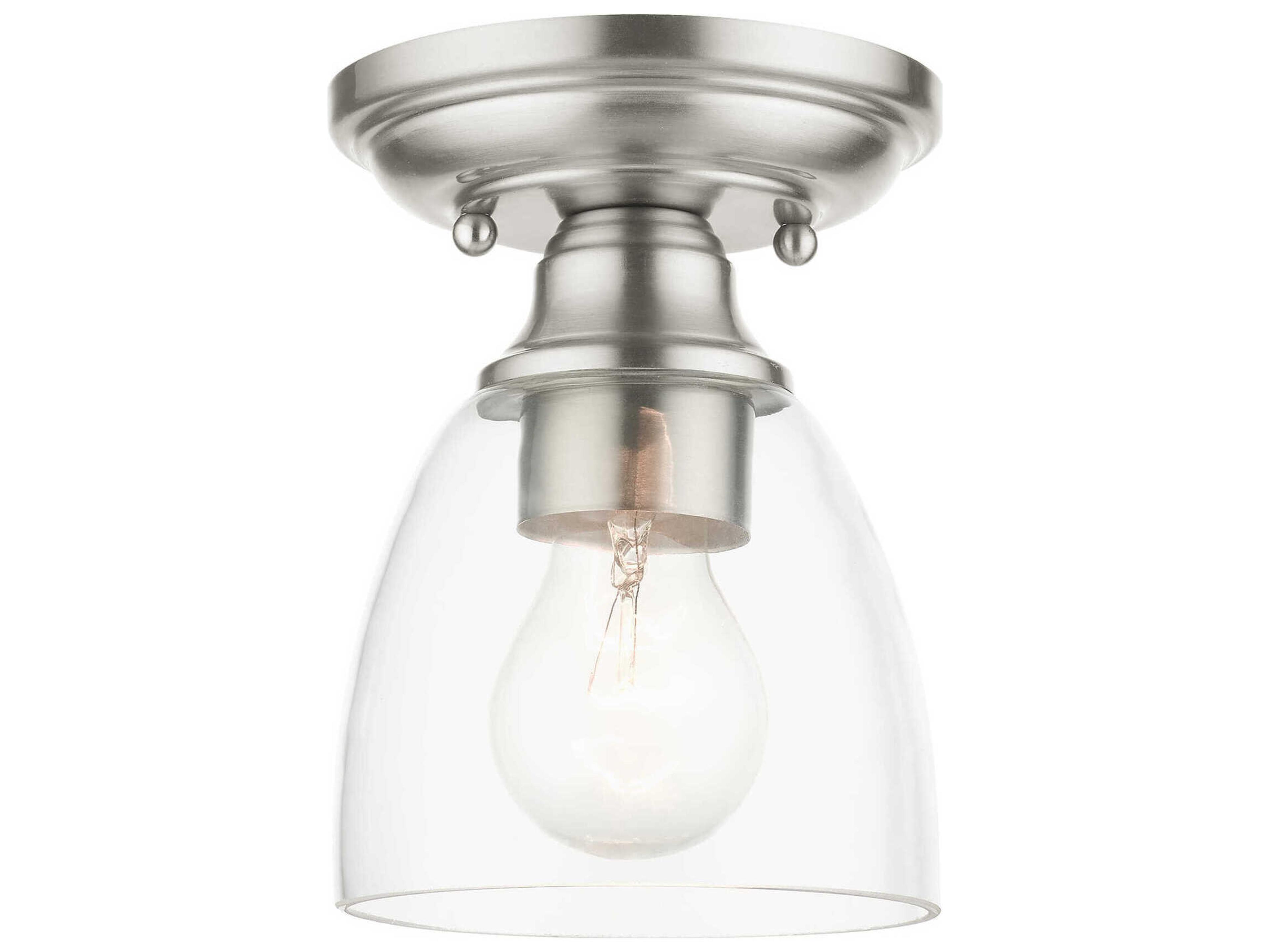 Montgomery 1-Light Brushed Nickel Glass Semi Flush Mount