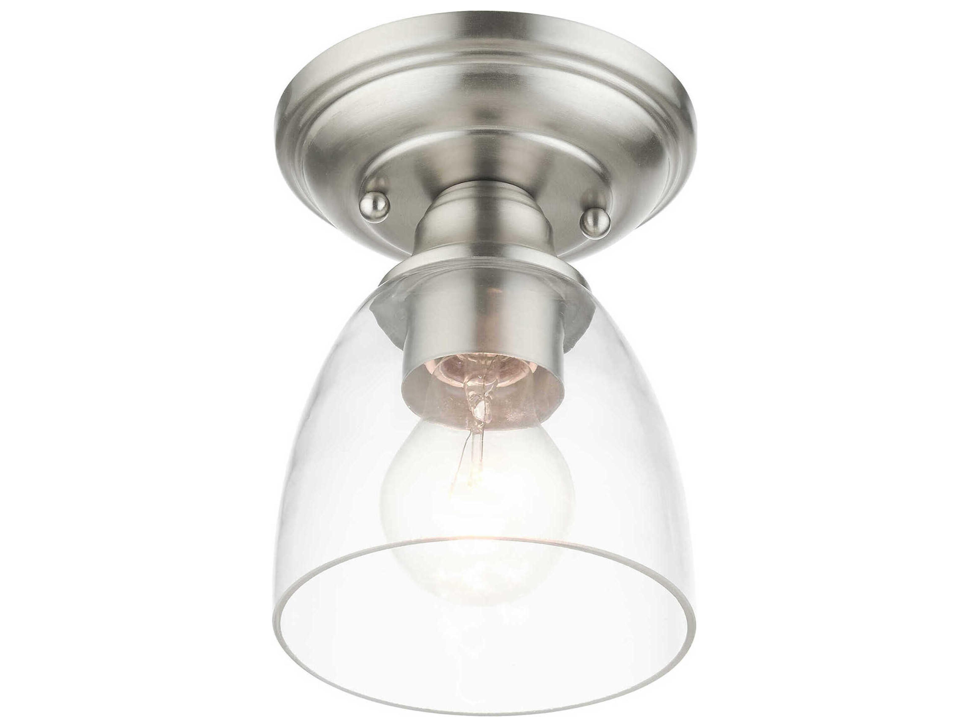 Livex Lighting Montgomery 1-Light Brushed Nickel Glass Semi Flush Mount