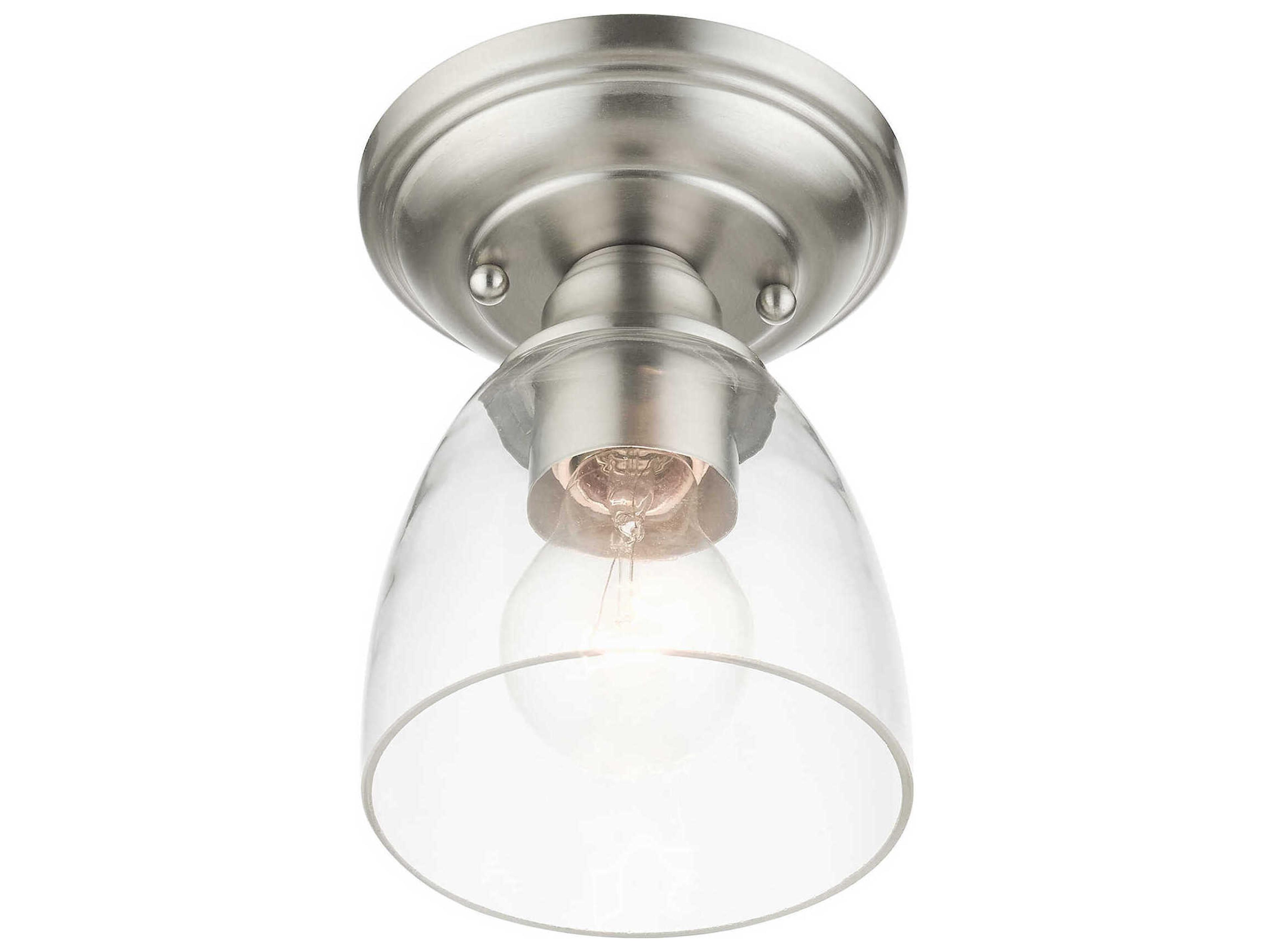 Livex Lighting Montgomery 1-Light Brushed Nickel Glass Semi Flush Mount