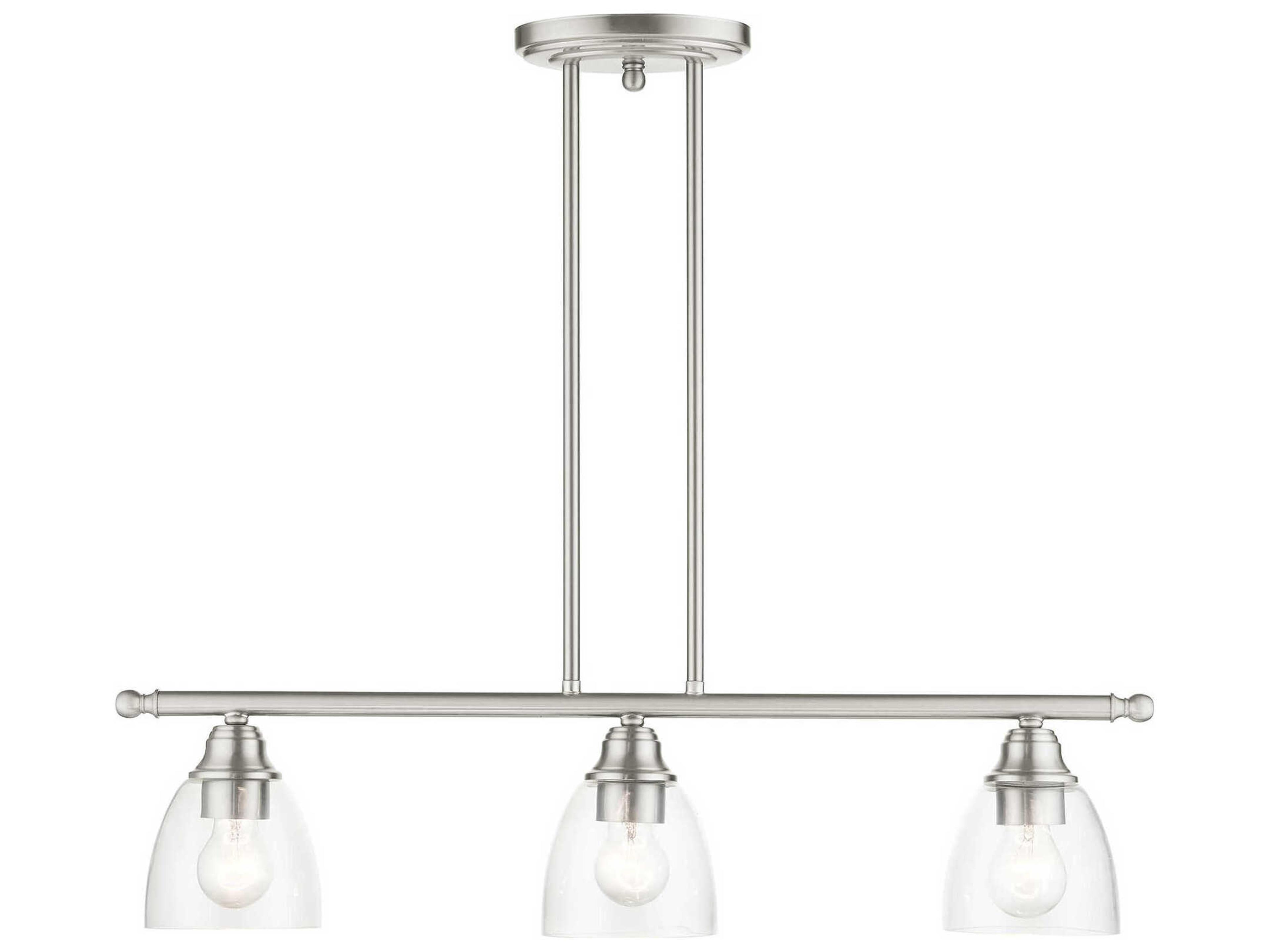 Montgomery 3-Light Brushed Nickel Glass Bell Island Pendant