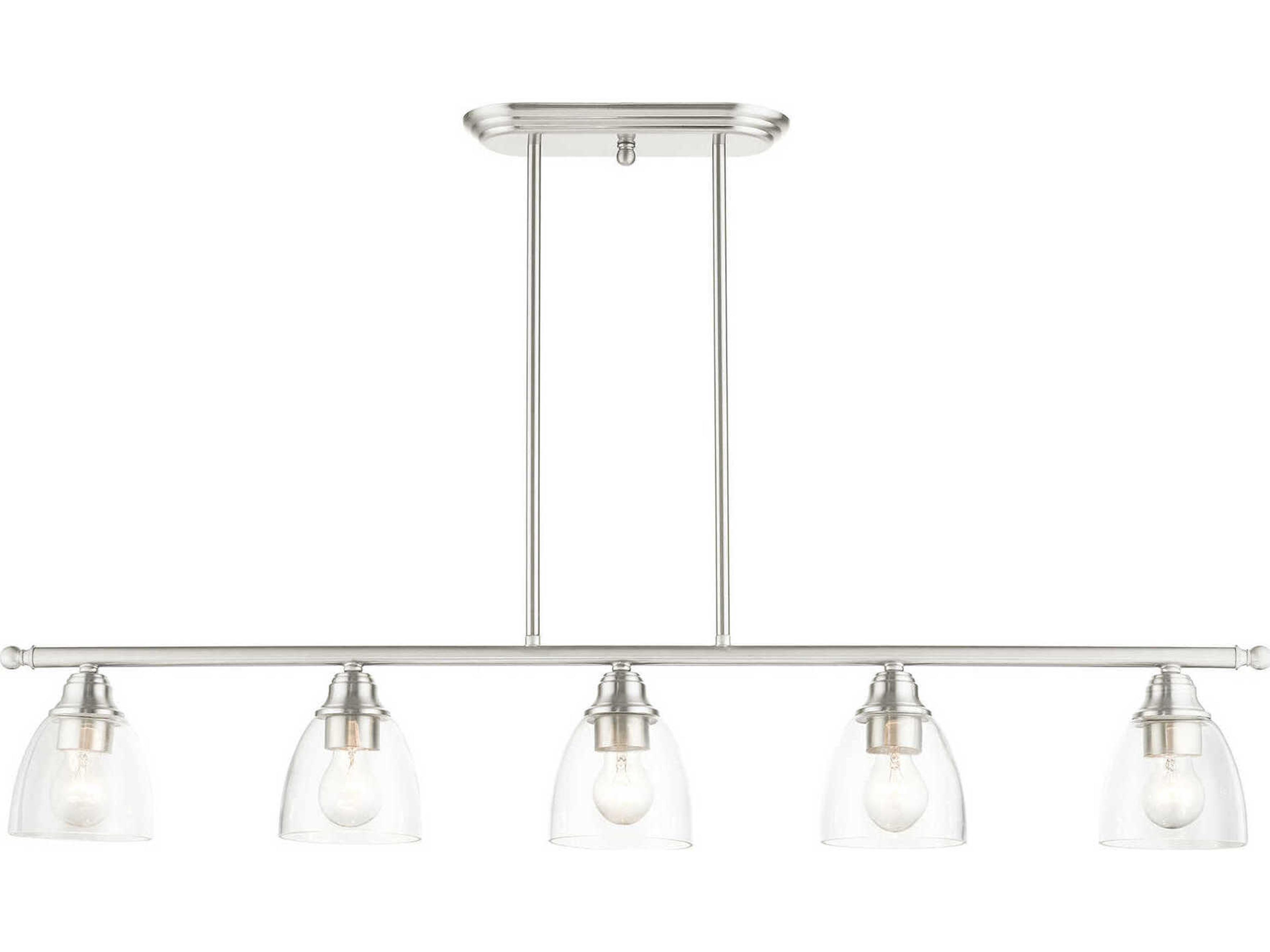 Livex Lighting Montgomery 5-Light Brushed Nickel Glass Bell Island Pendant