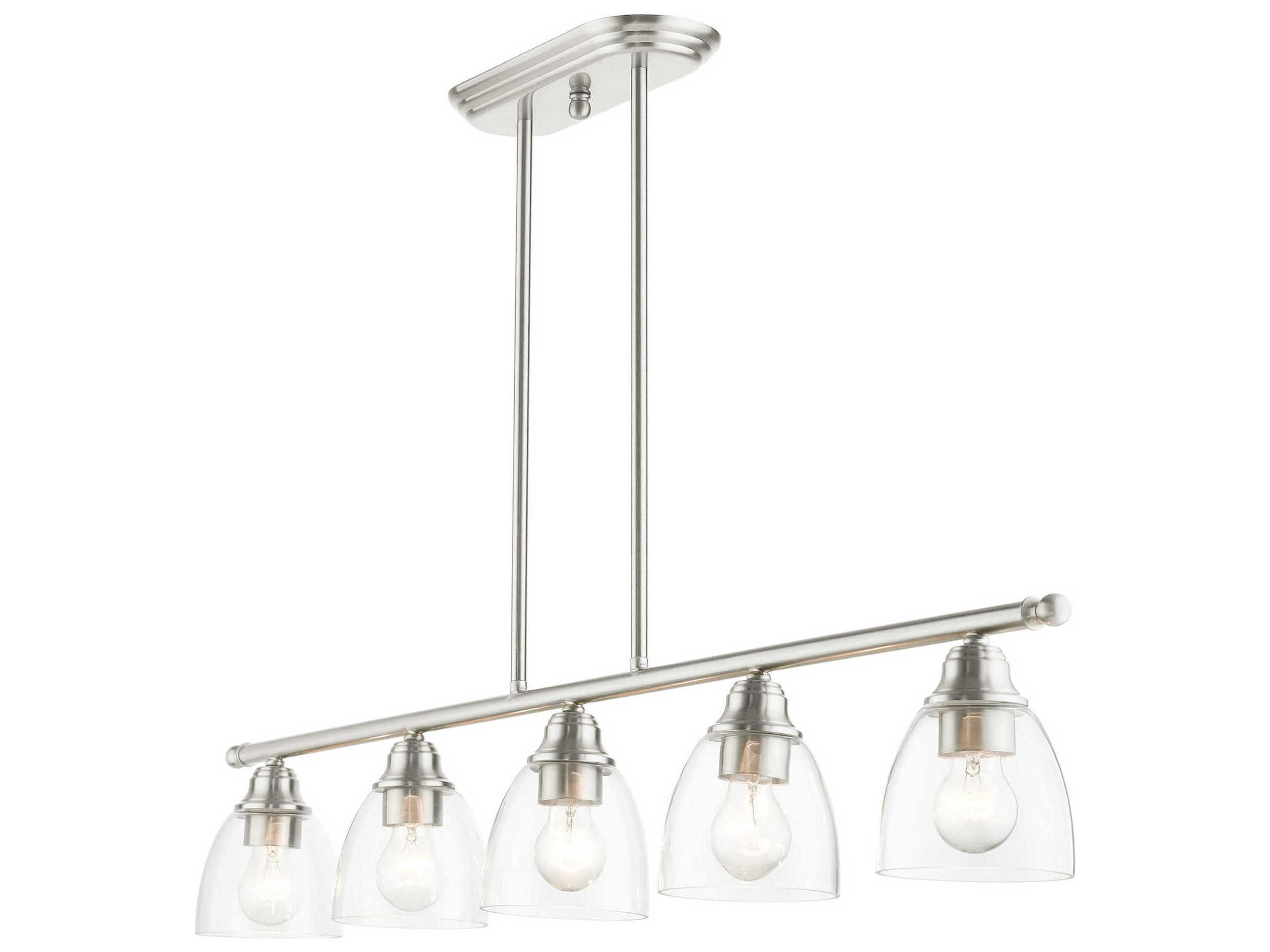 Livex Lighting Montgomery 5-Light Brushed Nickel Glass Bell Island Pendant