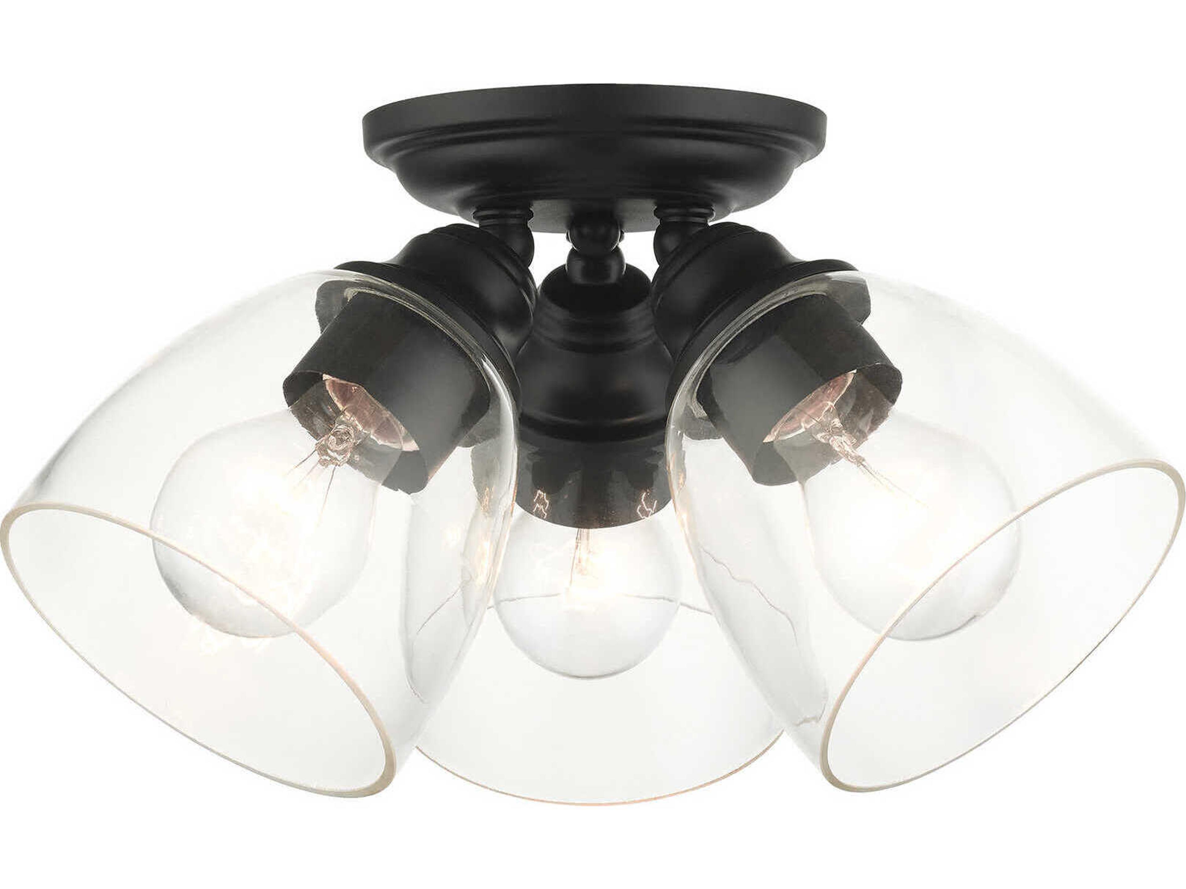 Montgomery 3-Light Black Glass Semi Flush Mount