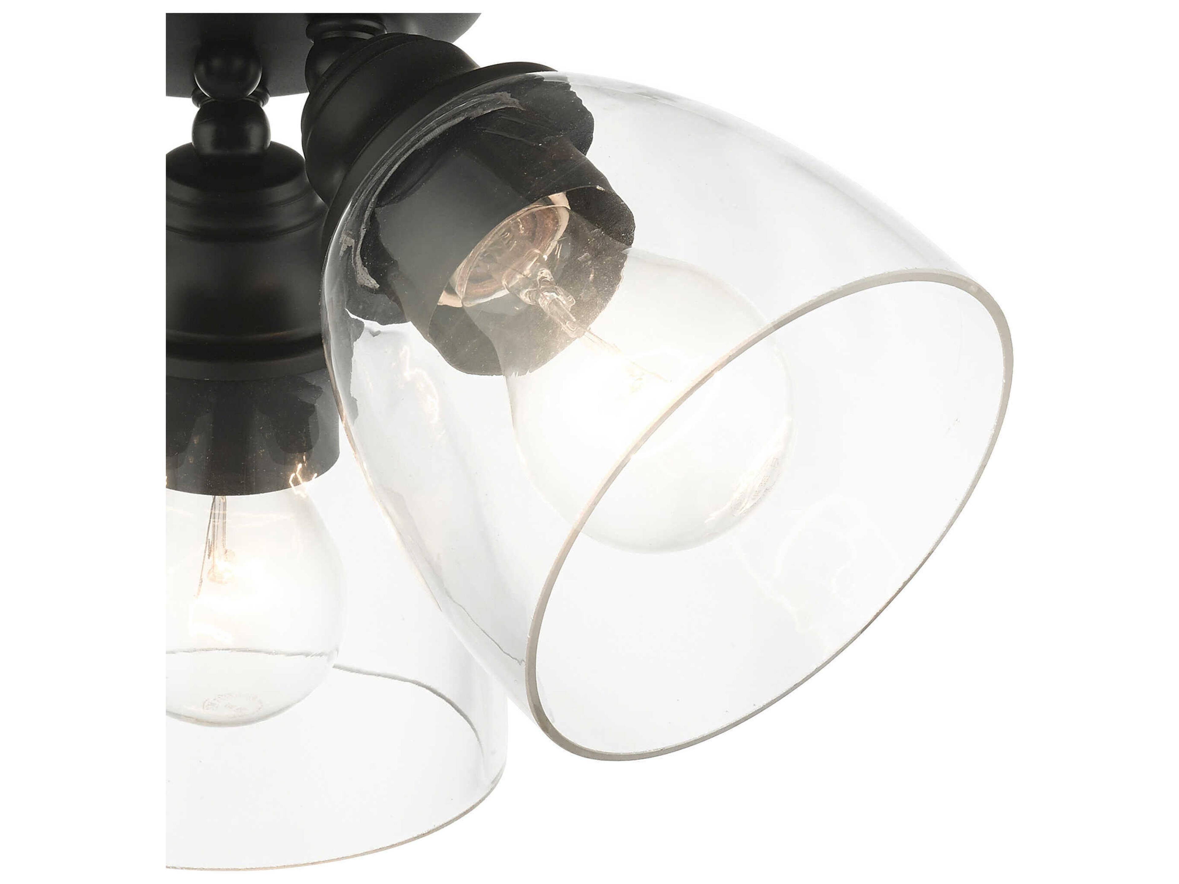 Livex Lighting Montgomery 3-Light Black Glass Semi Flush Mount
