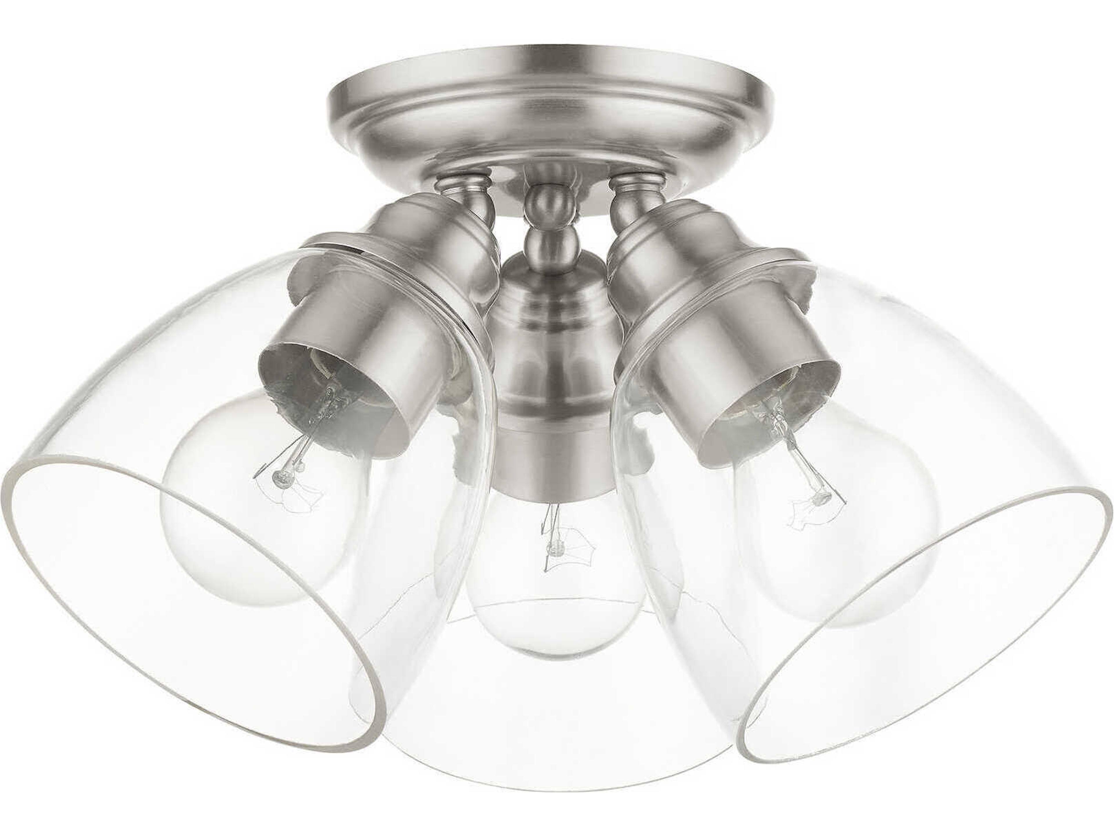 Livex Lighting Montgomery 3-Light Brushed Nickel Glass Semi Flush Mount