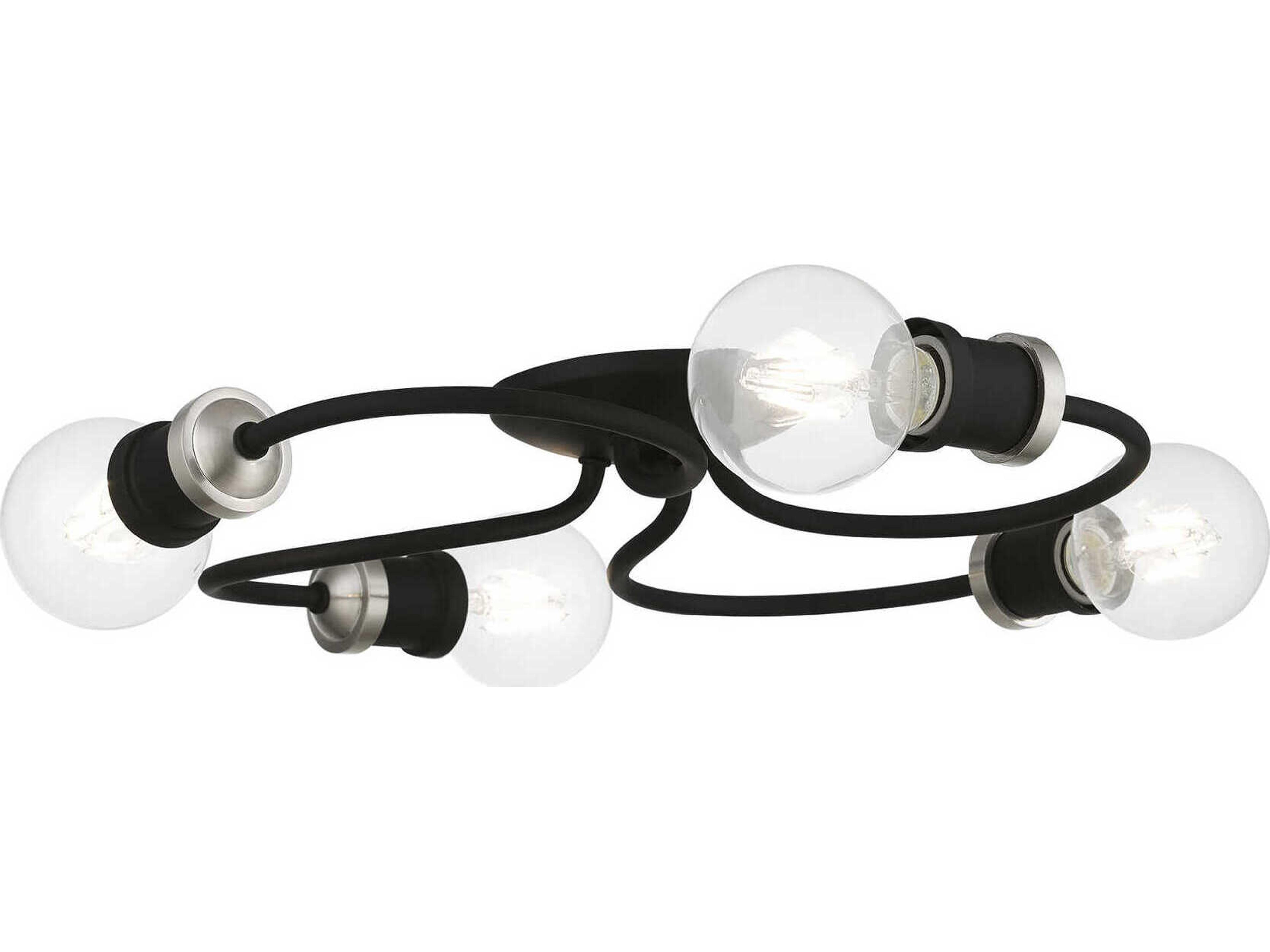 Livex Lighting Bromley 4-Light Black Brushed Nickel Flush Mount