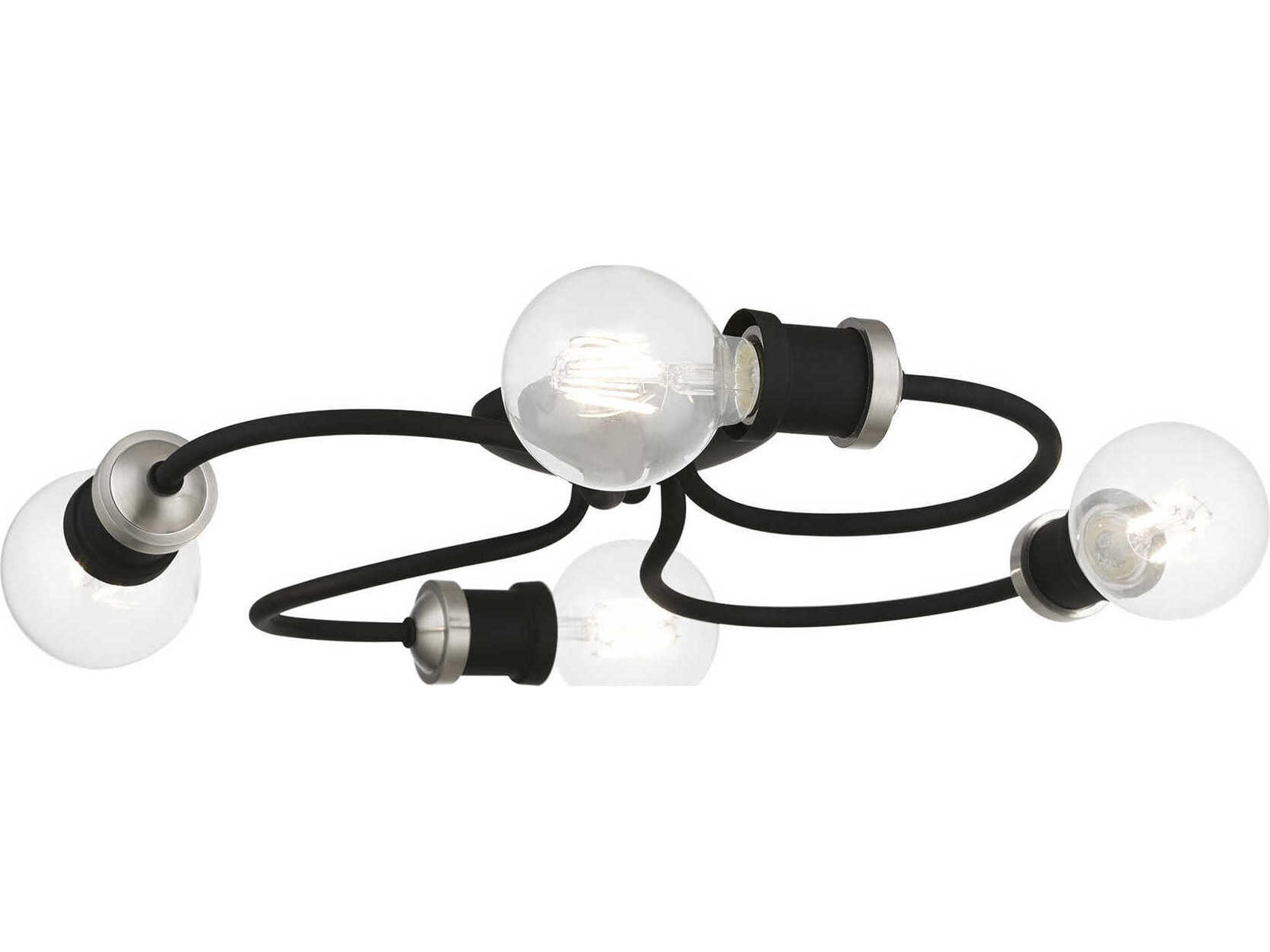 Livex Lighting Bromley 4-Light Black Brushed Nickel Flush Mount