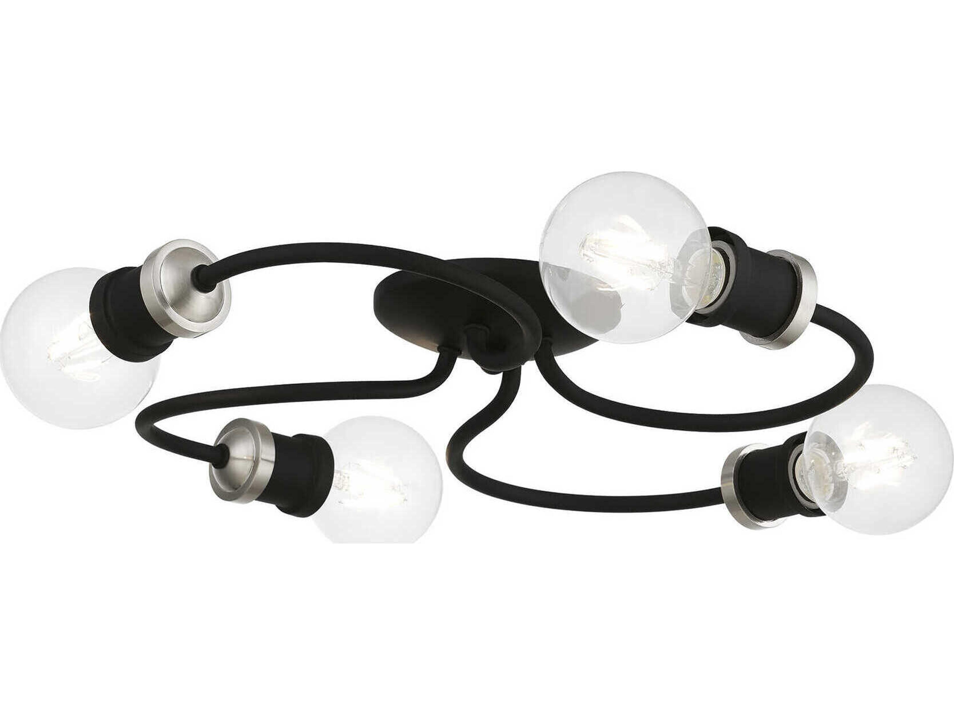 Livex Lighting Bromley 4-Light Black Brushed Nickel Flush Mount
