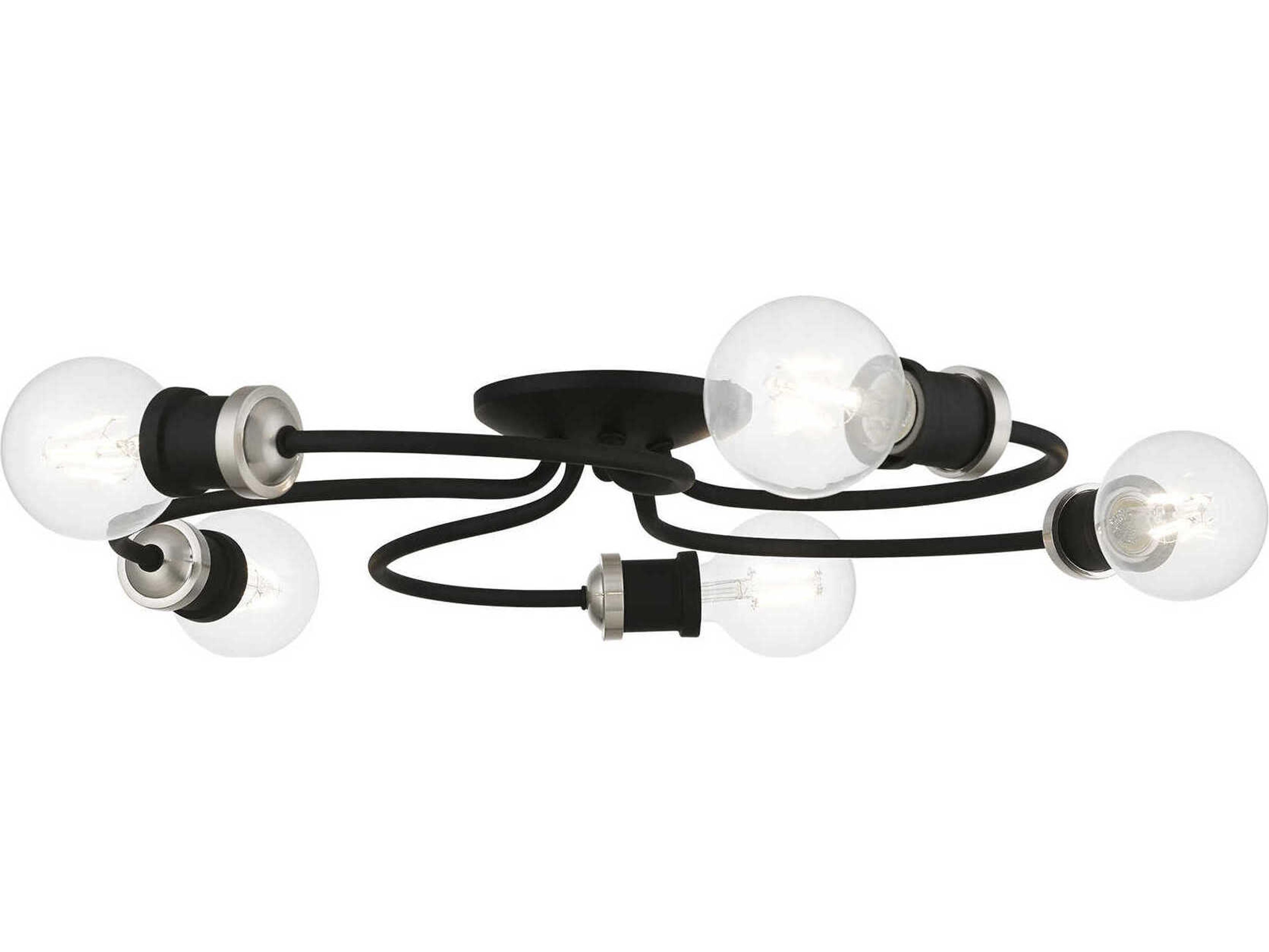 Bromley 5-Light Black Brushed Nickel Flush Mount