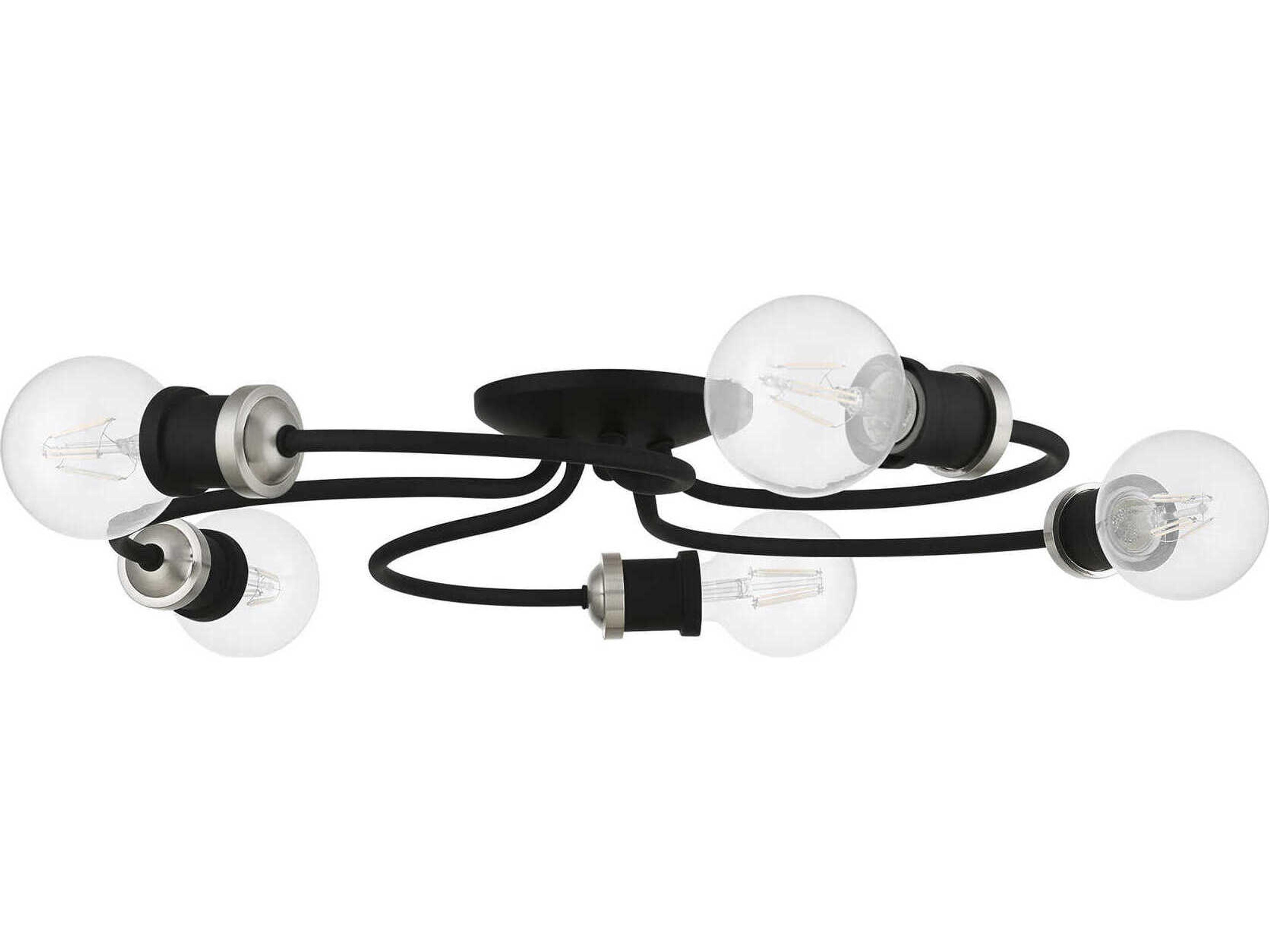 Livex Lighting Bromley 5-Light Black Brushed Nickel Flush Mount