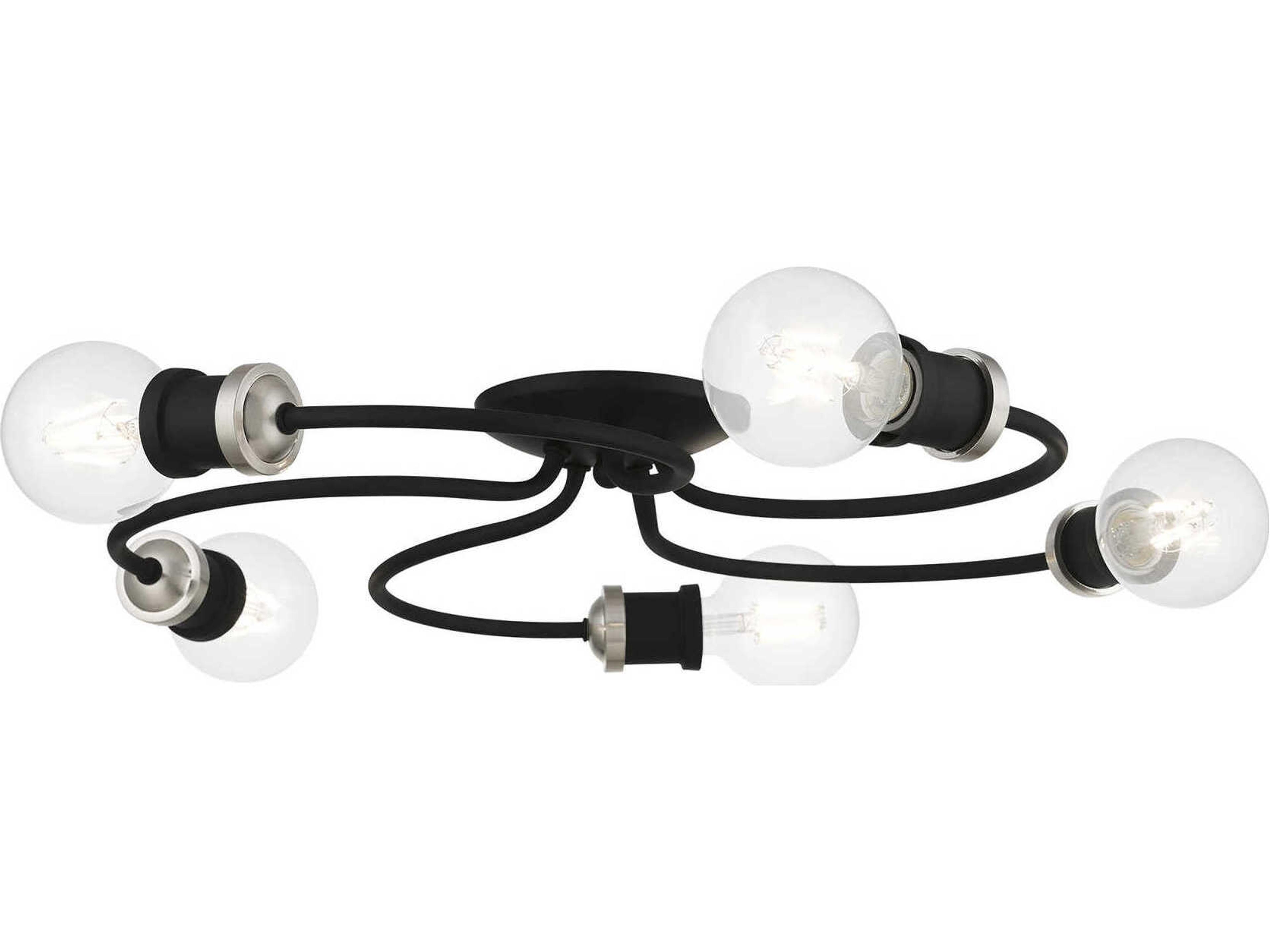 Livex Lighting Bromley 5-Light Black Brushed Nickel Flush Mount