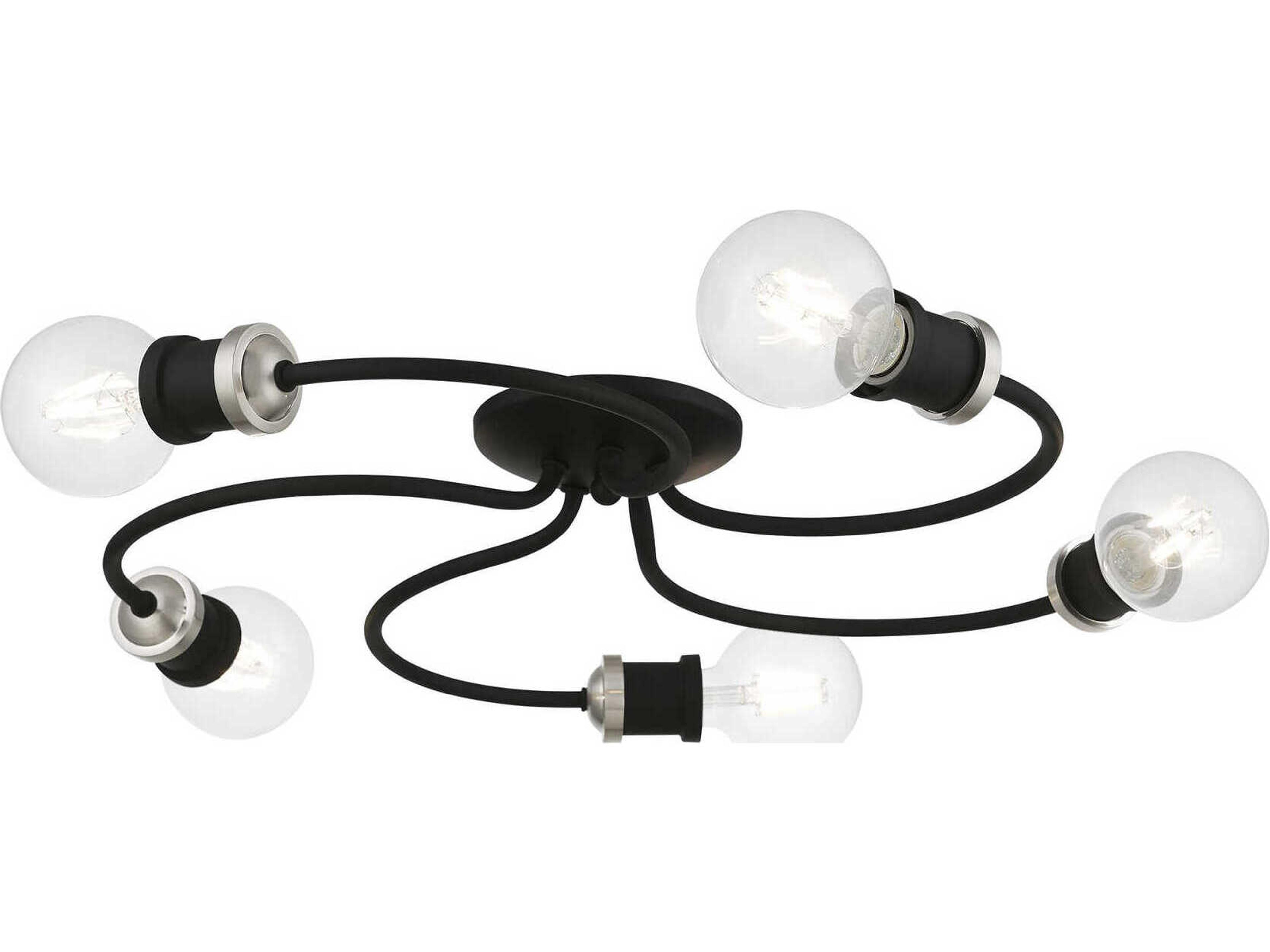 Livex Lighting Bromley 5-Light Black Brushed Nickel Flush Mount