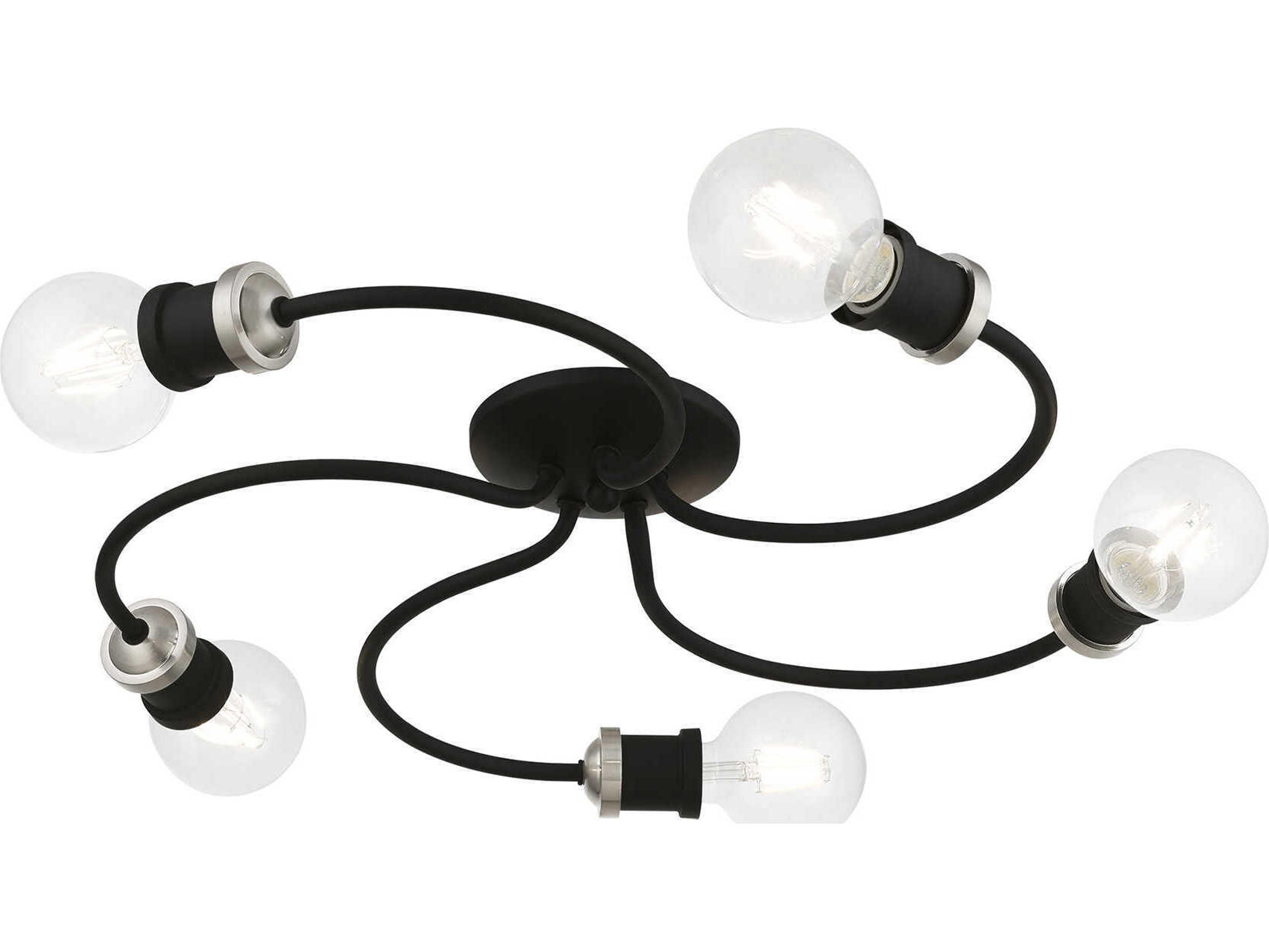 Livex Lighting Bromley 5-Light Black Brushed Nickel Flush Mount
