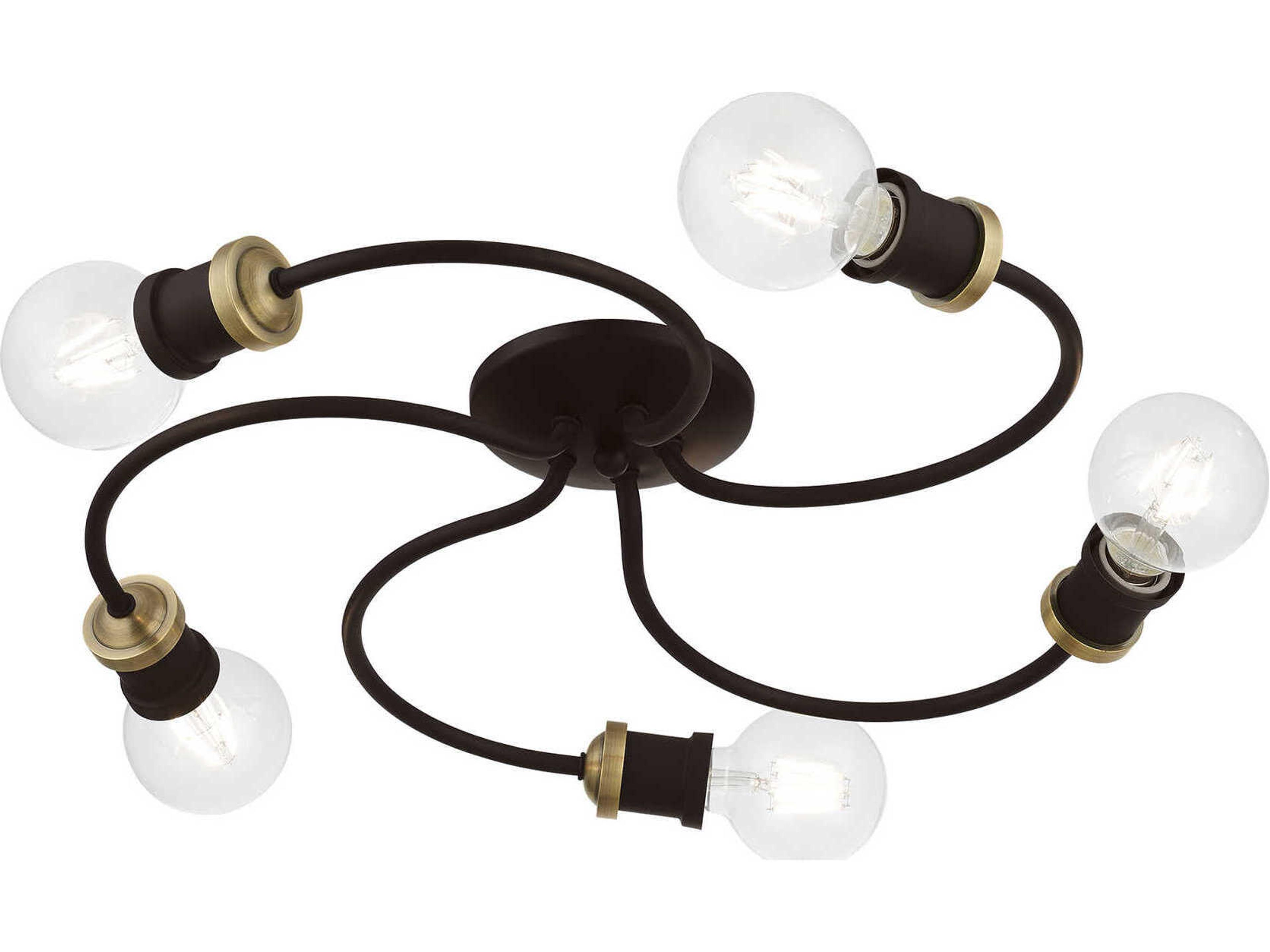 Livex Lighting Bromley 5-Light Bronze Antique Brass Flush Mount