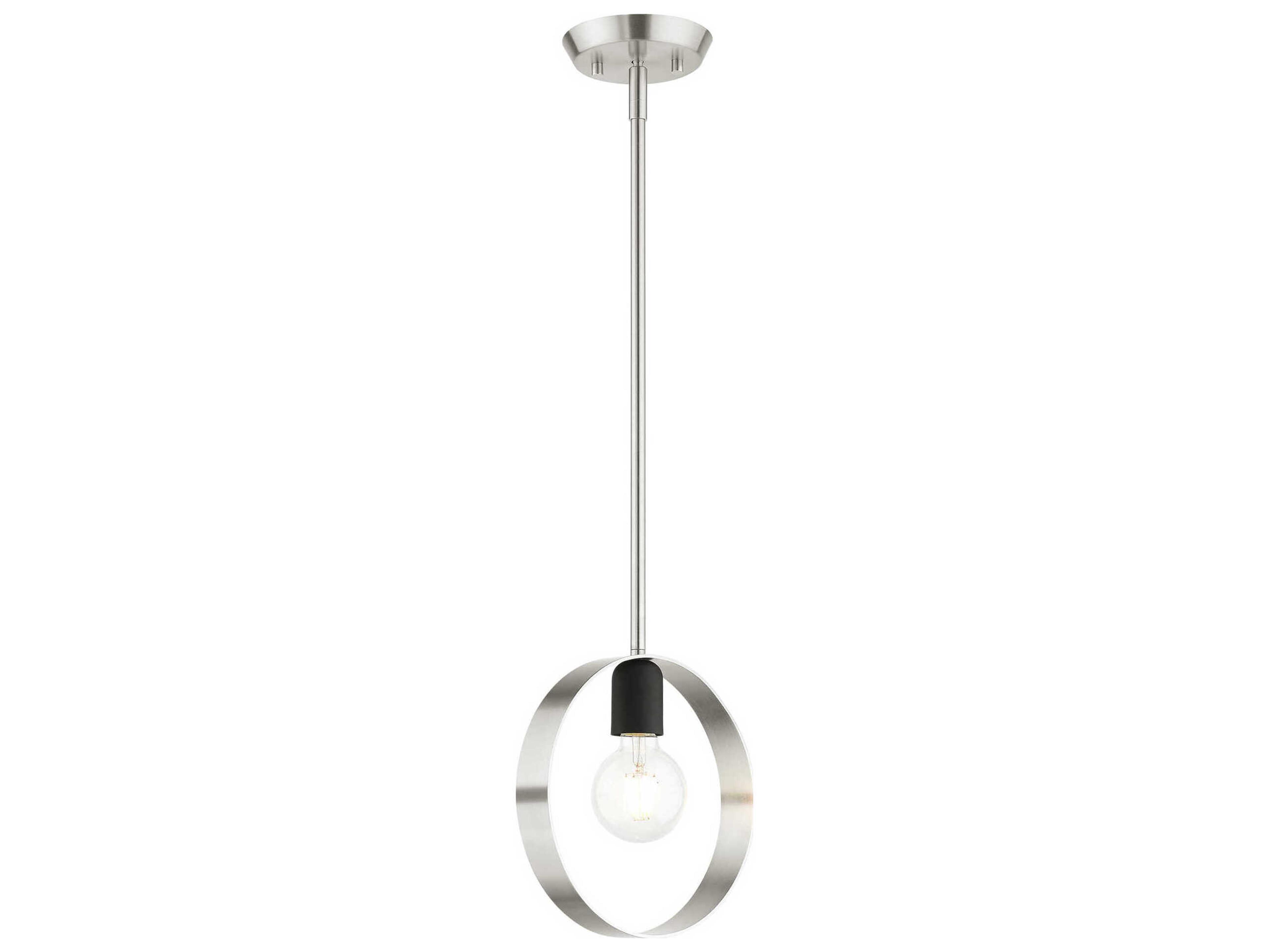 Modesto 1-Light Brushed Nickel Round Mini Pendant