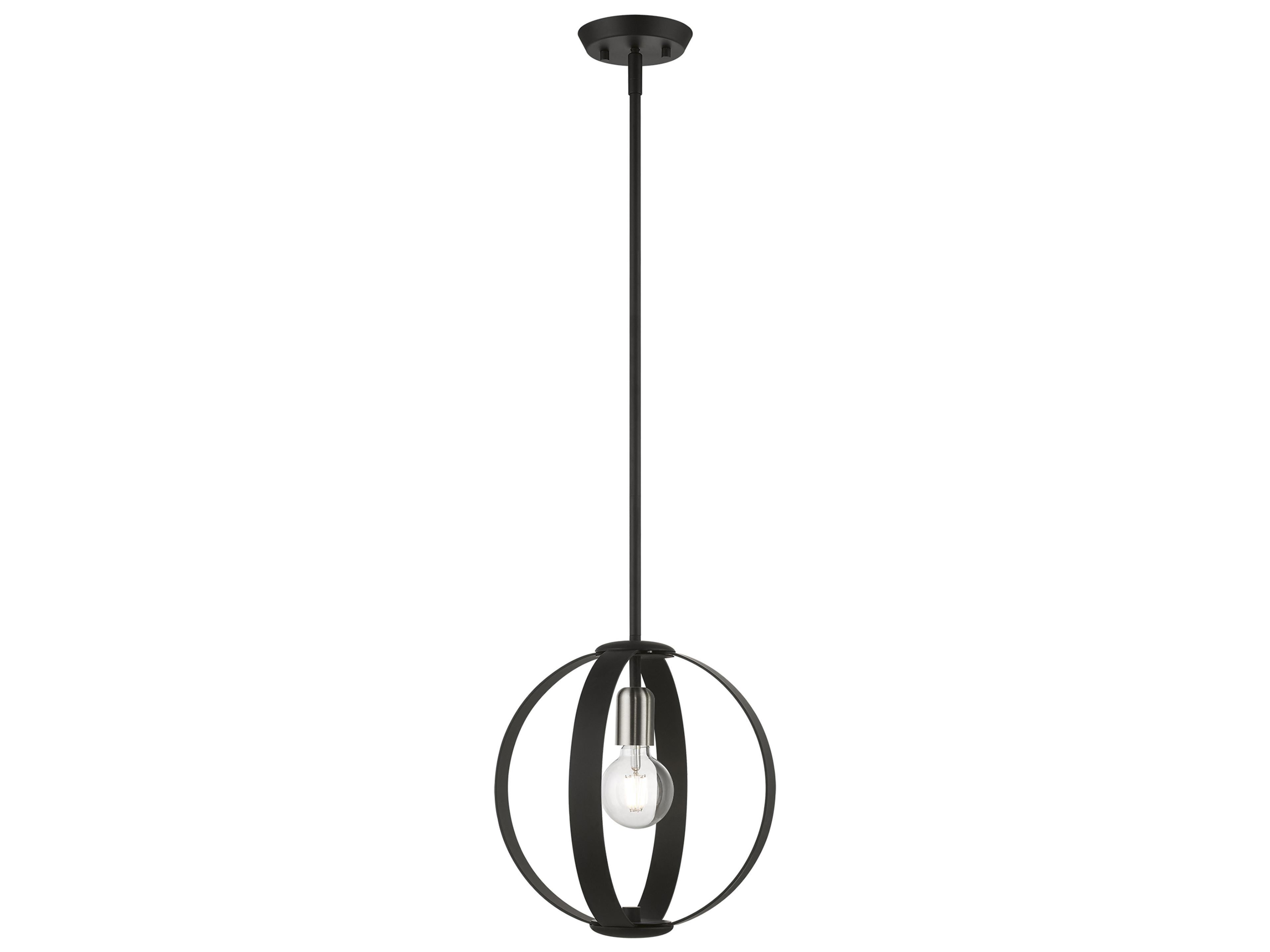 Modesto 1-Light Black Brushed Nickel Globe Mini Pendant