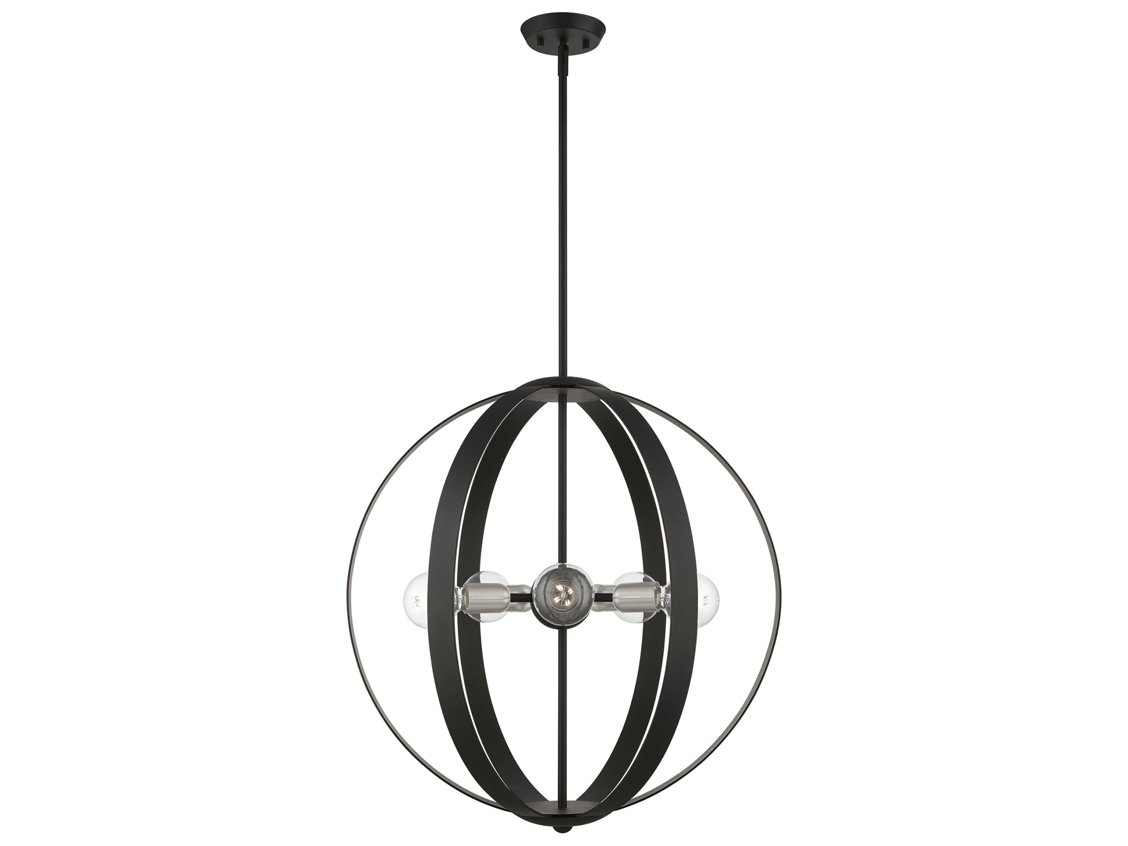 Modesto 5-Light Black Brushed Nickel Globe Pendant