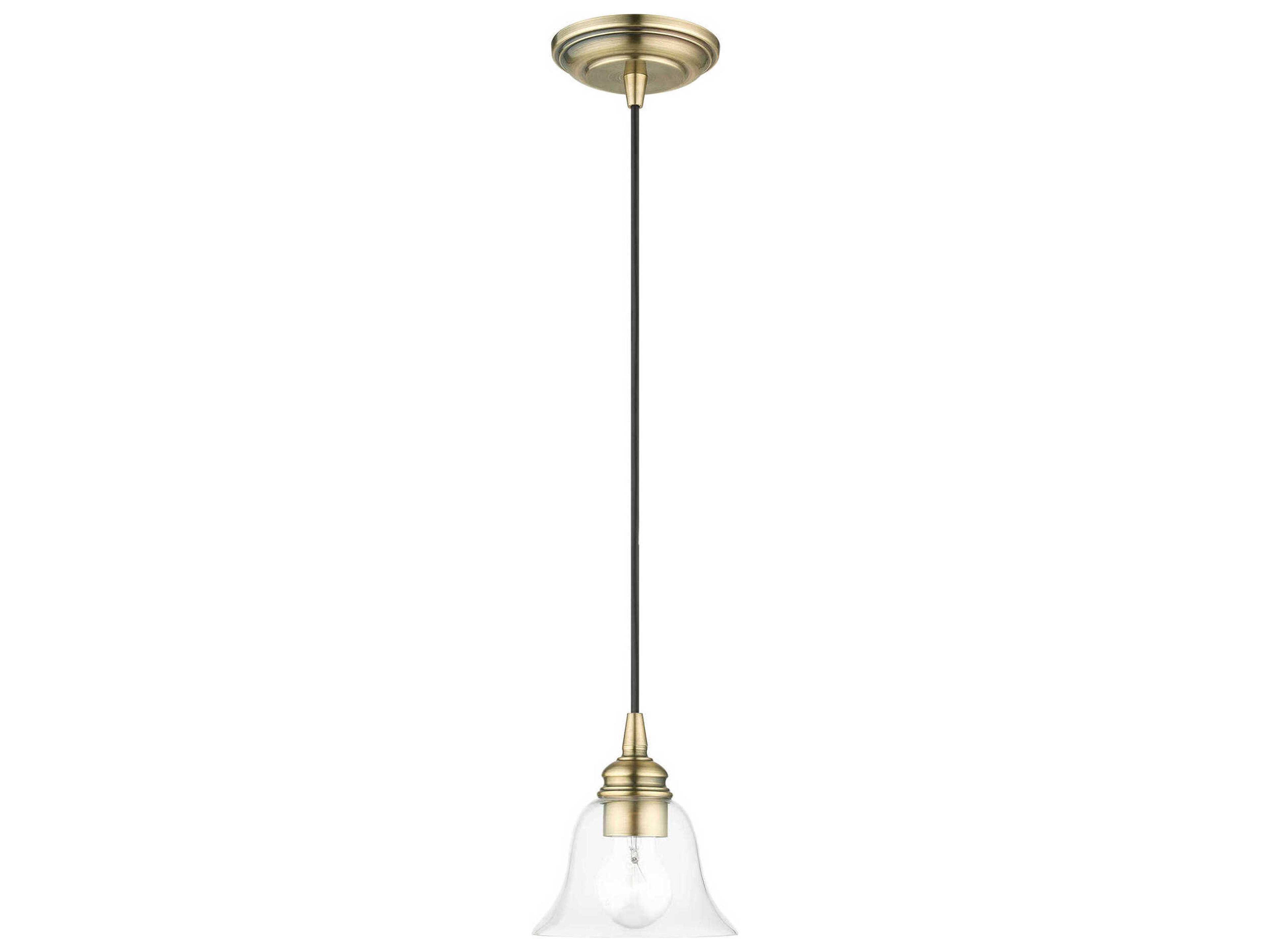 Moreland 1-Light Antique Brass Glass Bell Mini Pendant