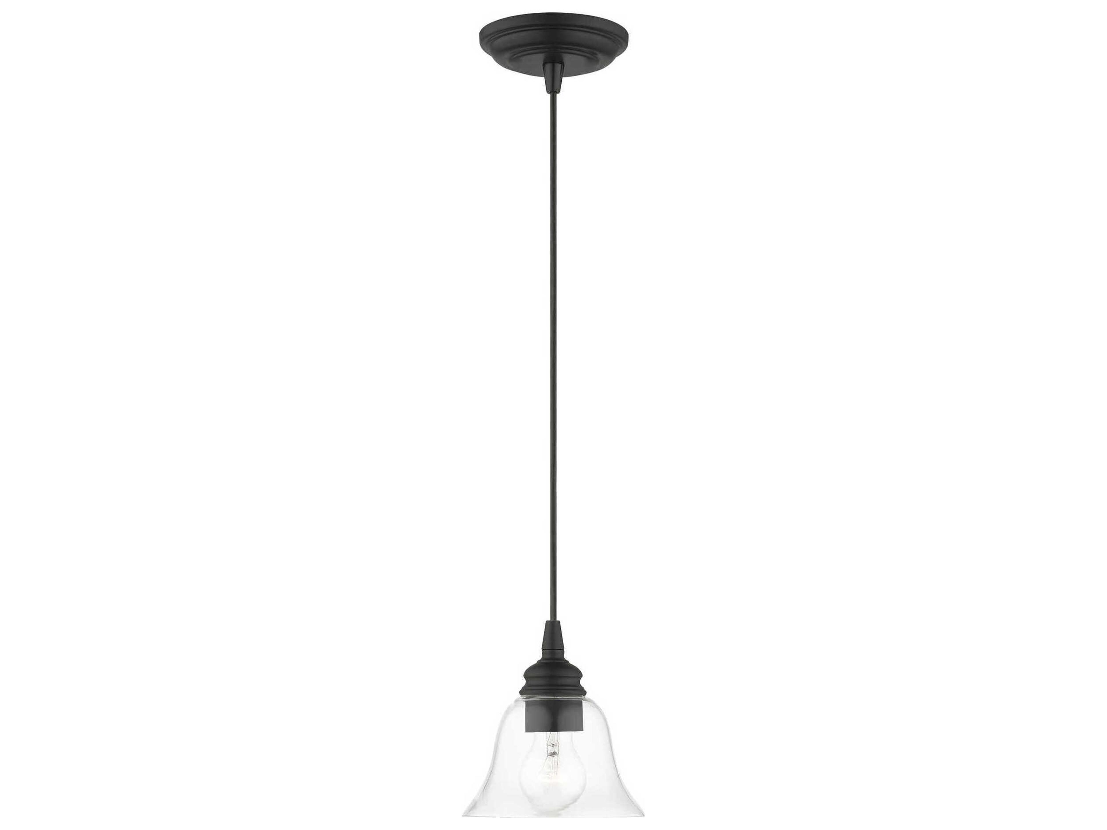 Moreland 1-Light Black Glass Bell Mini Pendant