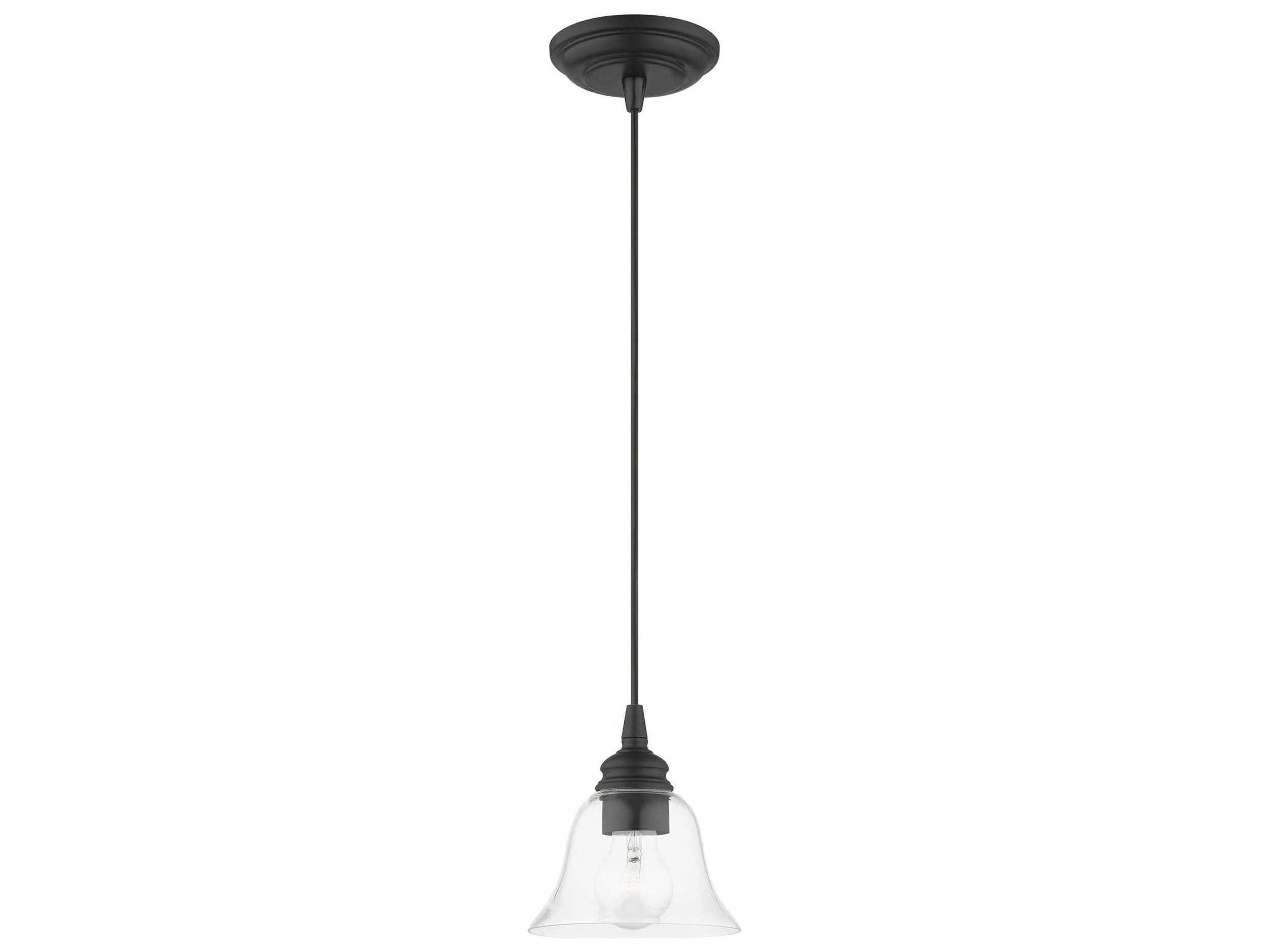 Livex Lighting Moreland 1-Light Black Glass Bell Mini Pendant