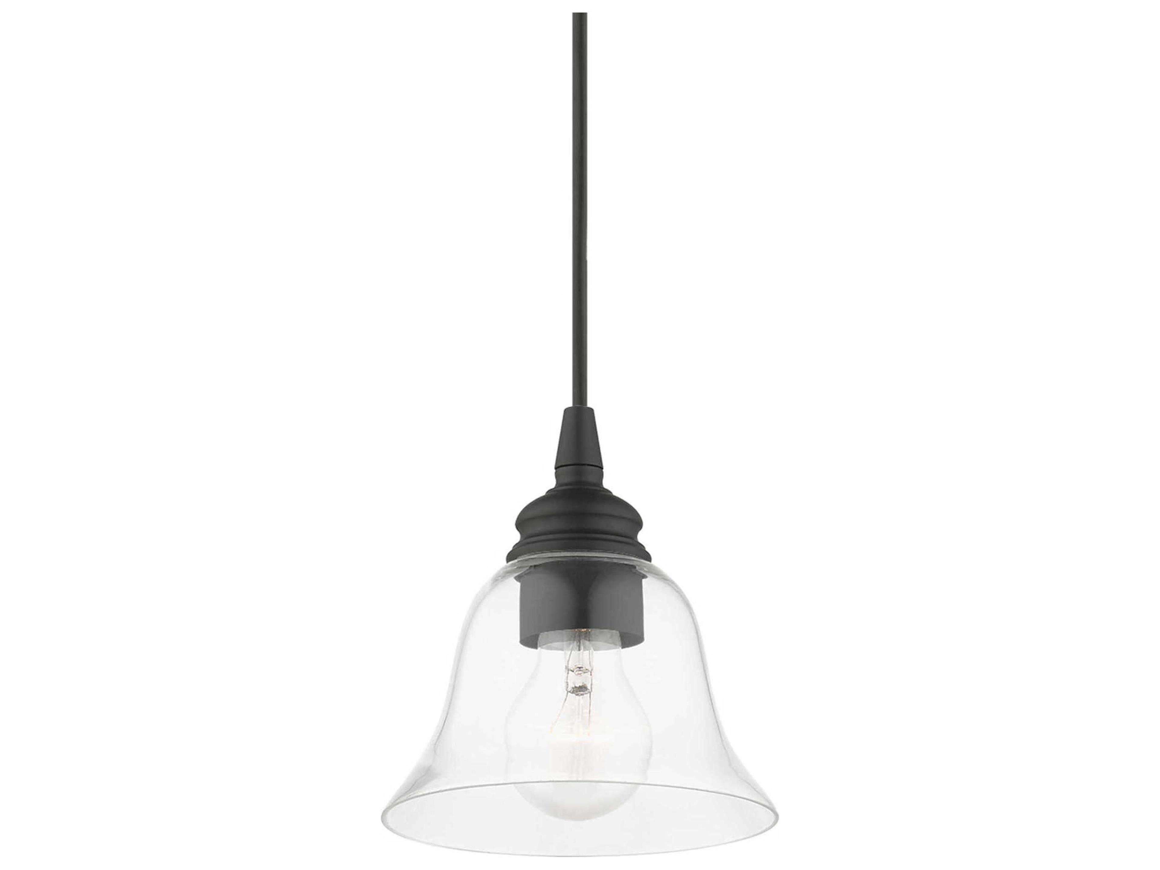 Livex Lighting Moreland 1-Light Black Glass Bell Mini Pendant