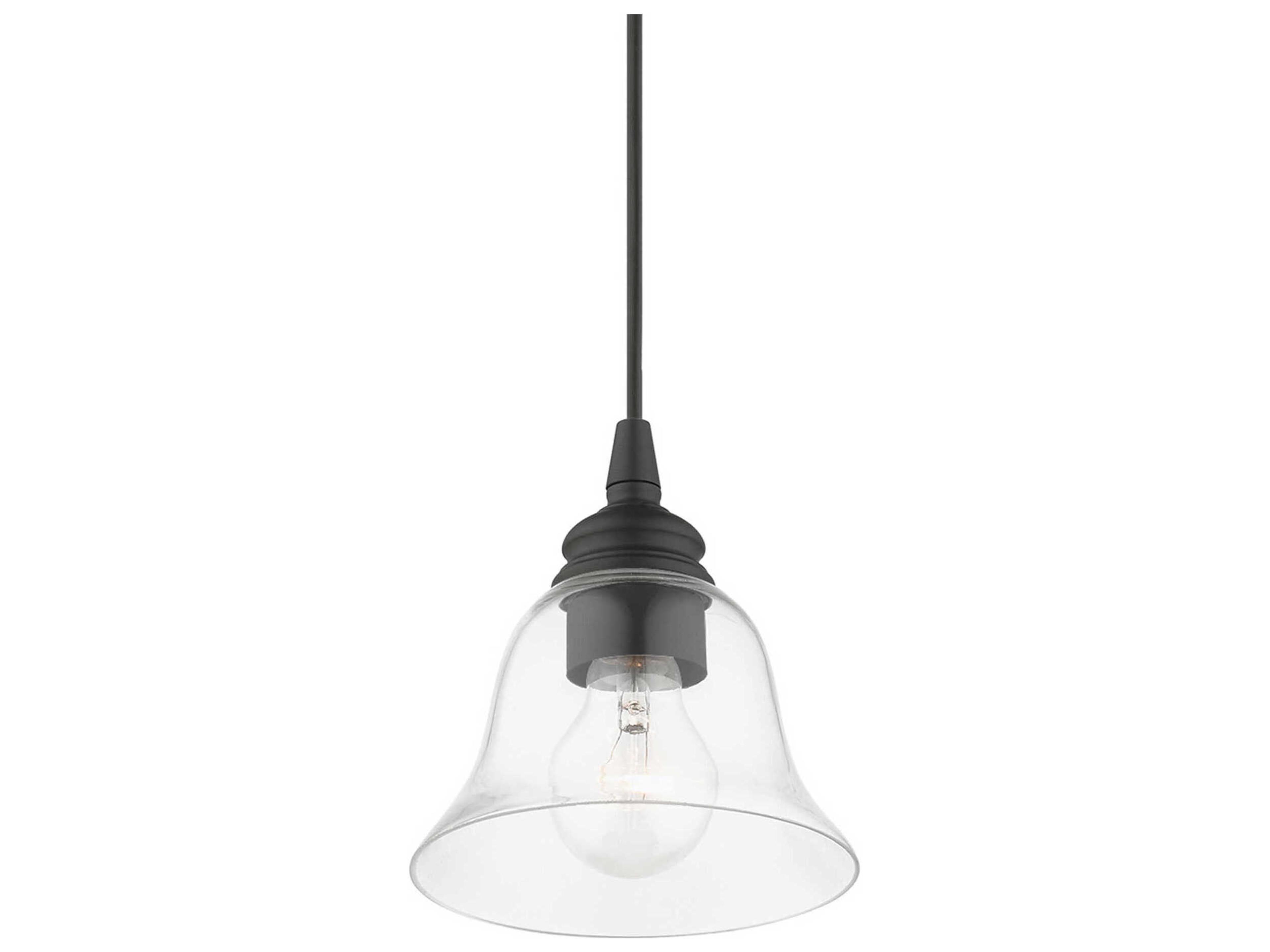 Livex Lighting Moreland 1-Light Black Glass Bell Mini Pendant