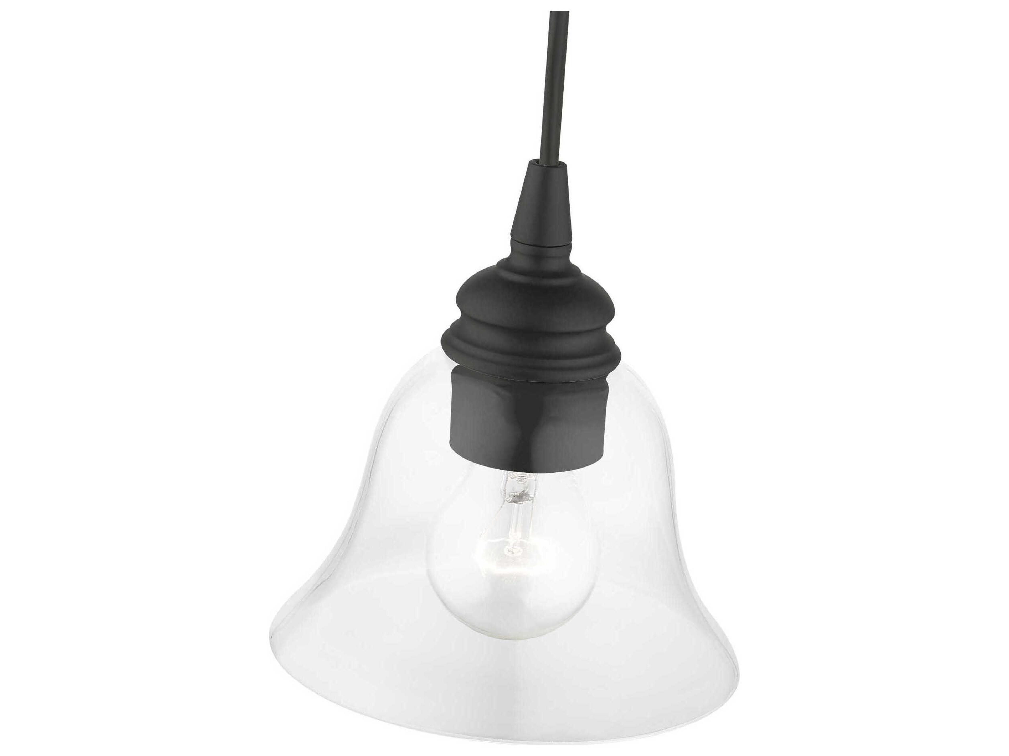 Livex Lighting Moreland 1-Light Black Glass Bell Mini Pendant