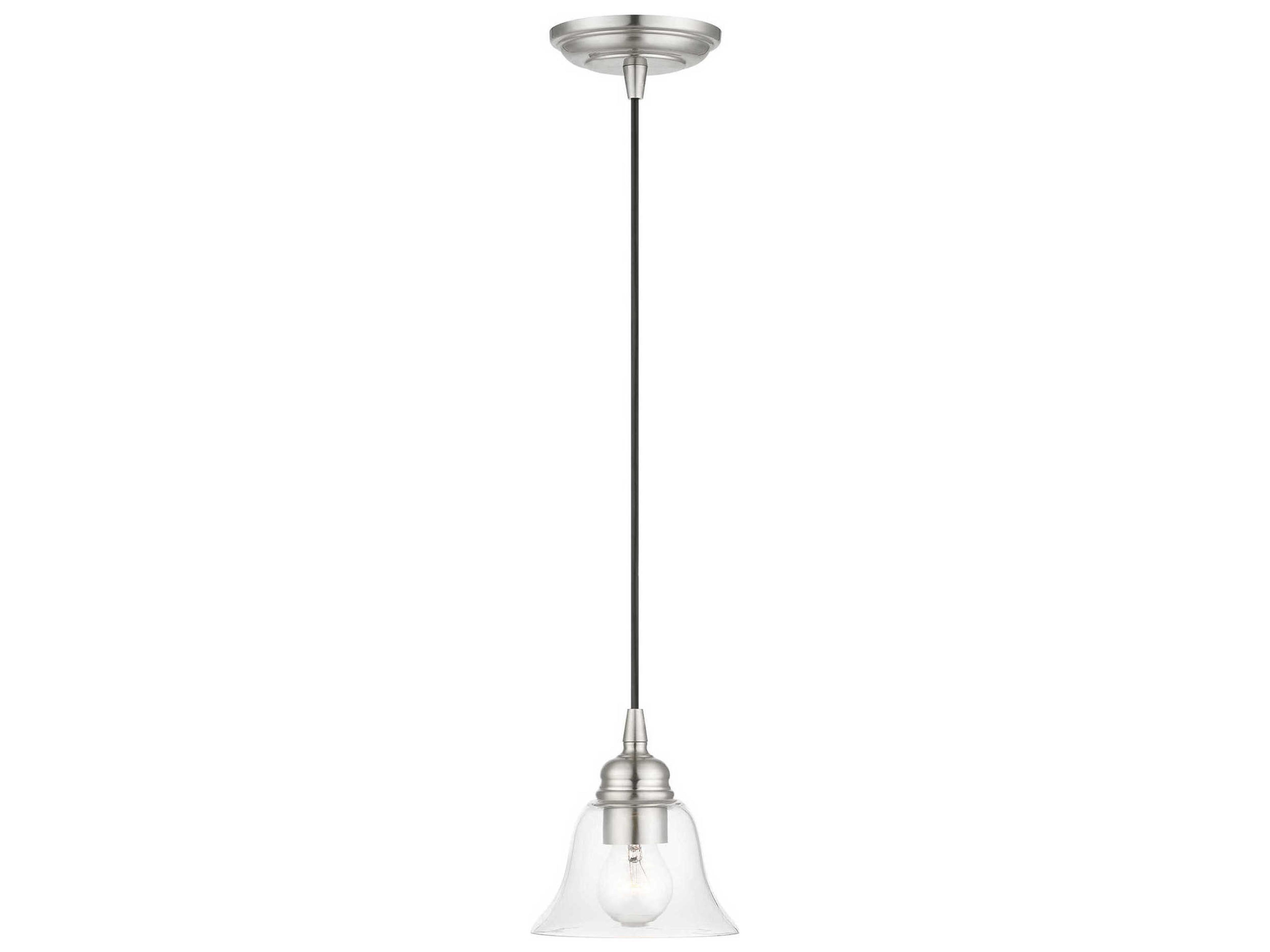 Moreland 1-Light Brushed Nickel Glass Bell Mini Pendant