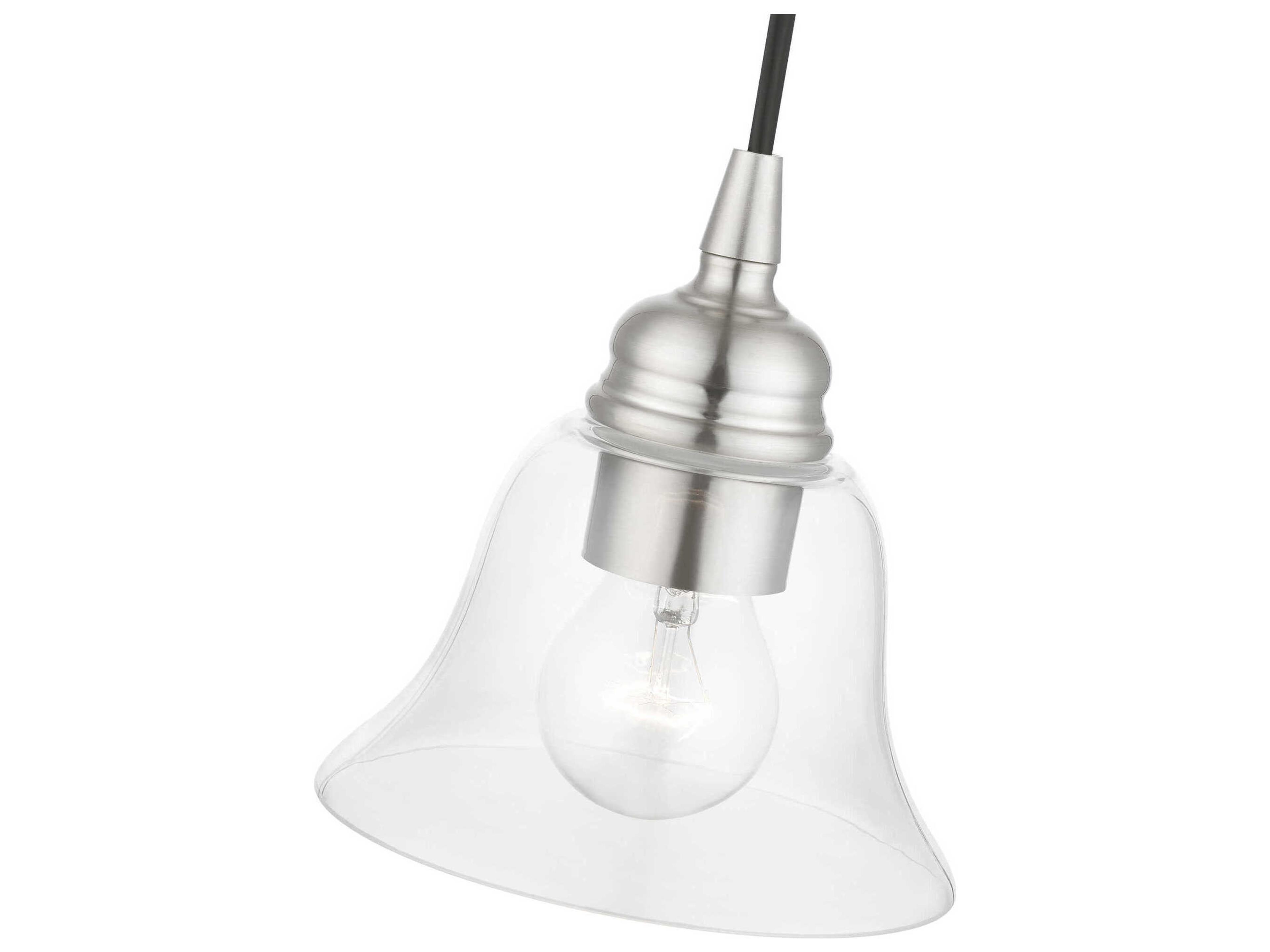 Livex Lighting Moreland 1-Light Brushed Nickel Glass Bell Mini Pendant