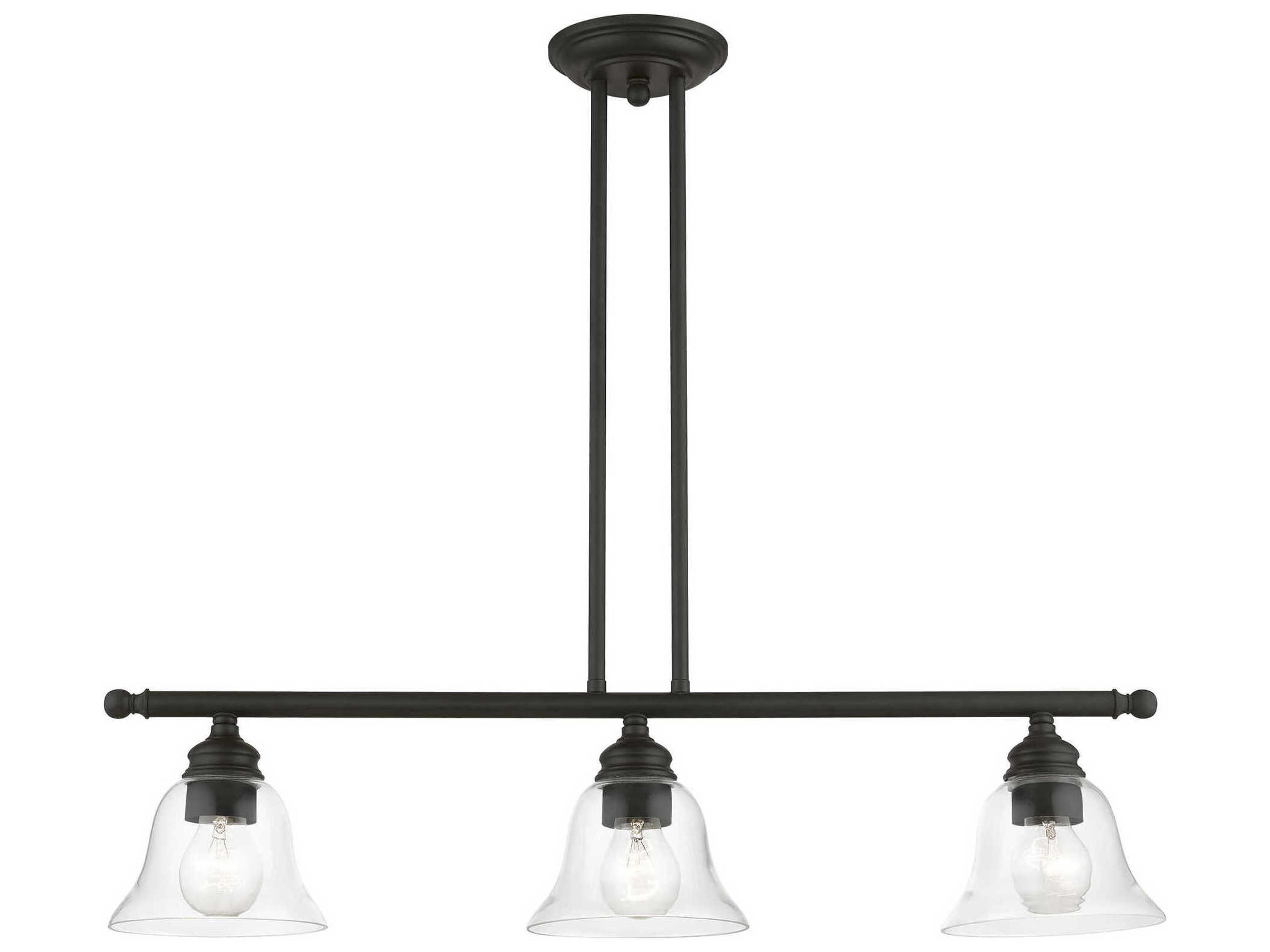 Livex Lighting Moreland 3-Light Black Glass Bell Linear Island Pendant