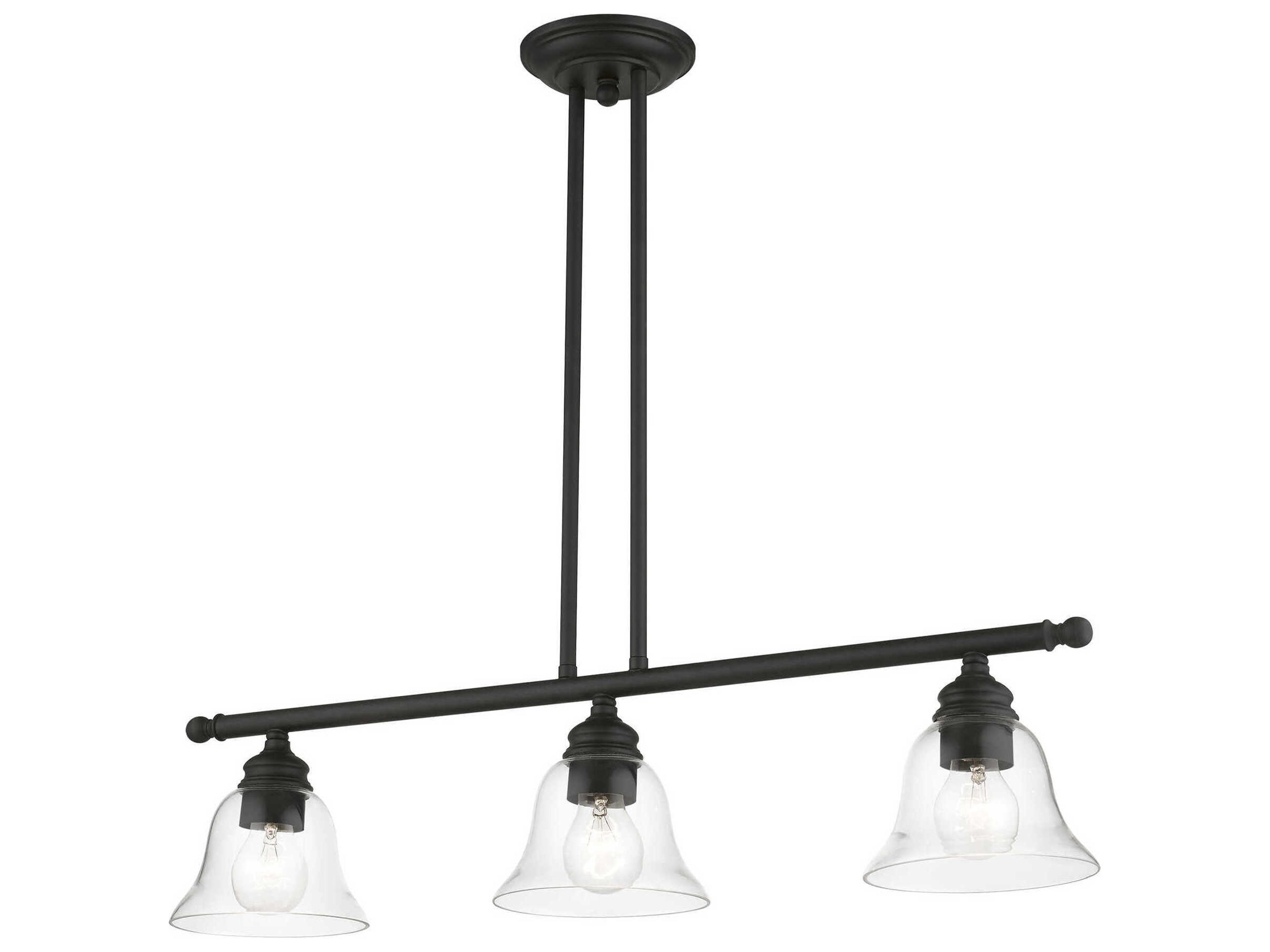Livex Lighting Moreland 3-Light Black Glass Bell Linear Island Pendant