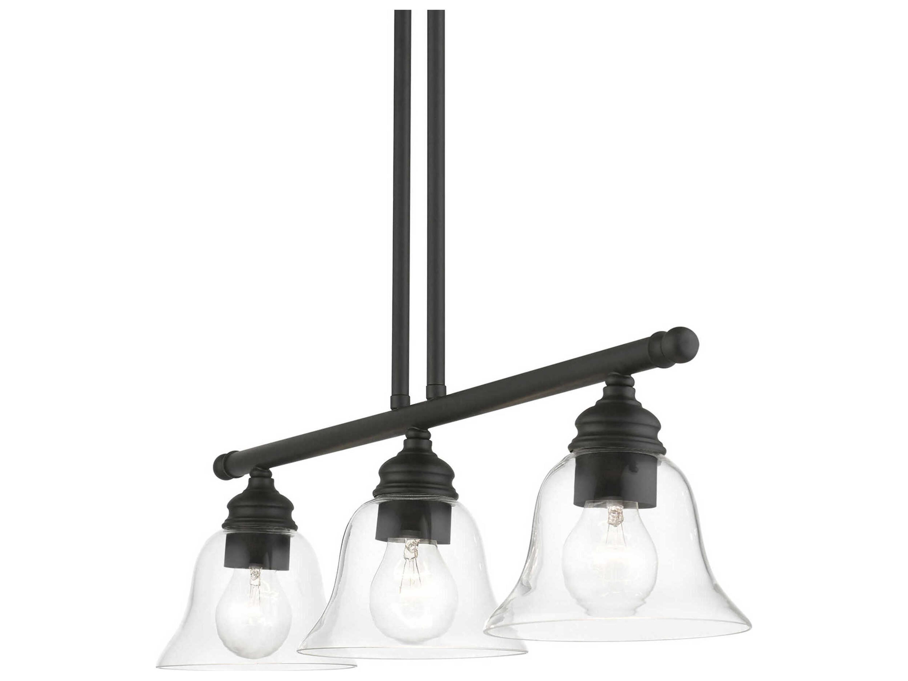 Livex Lighting Moreland 3-Light Black Glass Bell Linear Island Pendant