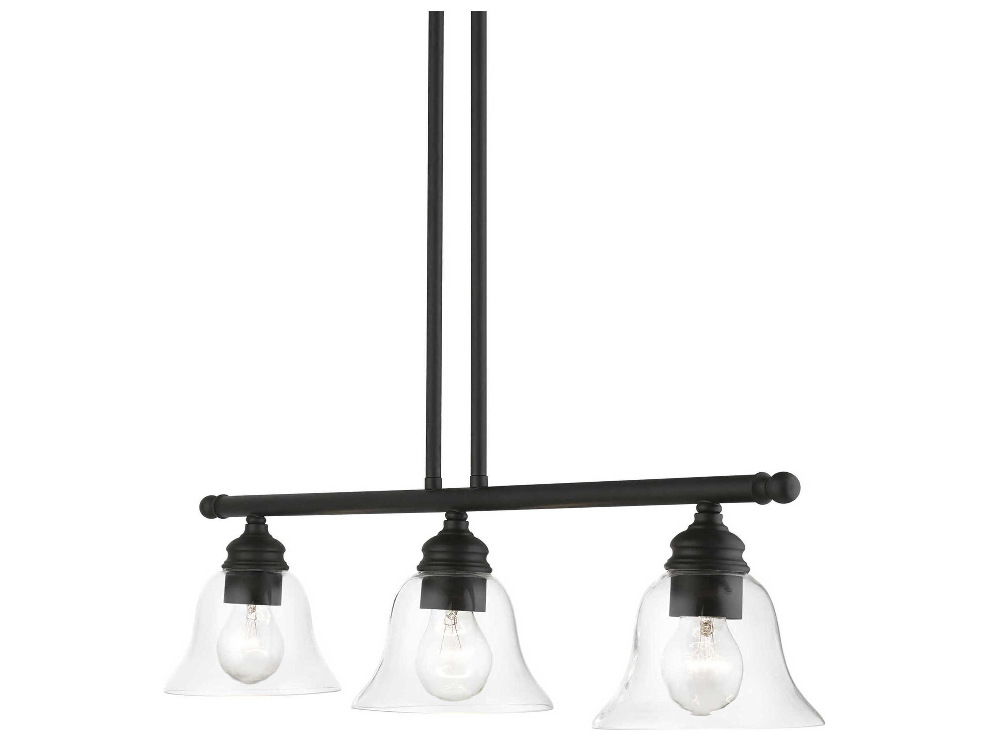 Livex Lighting Moreland 3-Light Black Glass Bell Linear Island Pendant