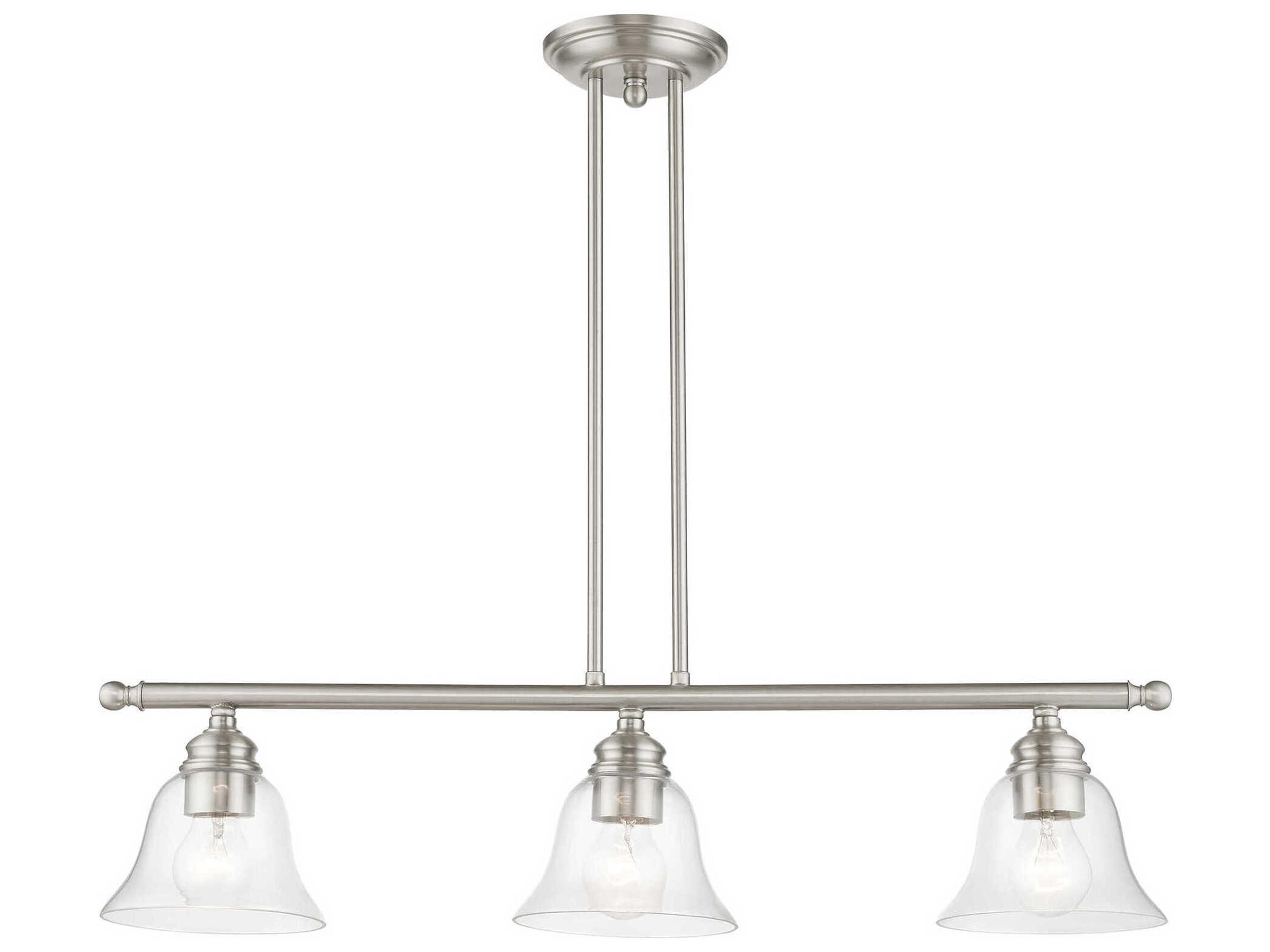 Livex Lighting Moreland 3-Light Brushed Nickel Glass Bell Linear Island Pendant