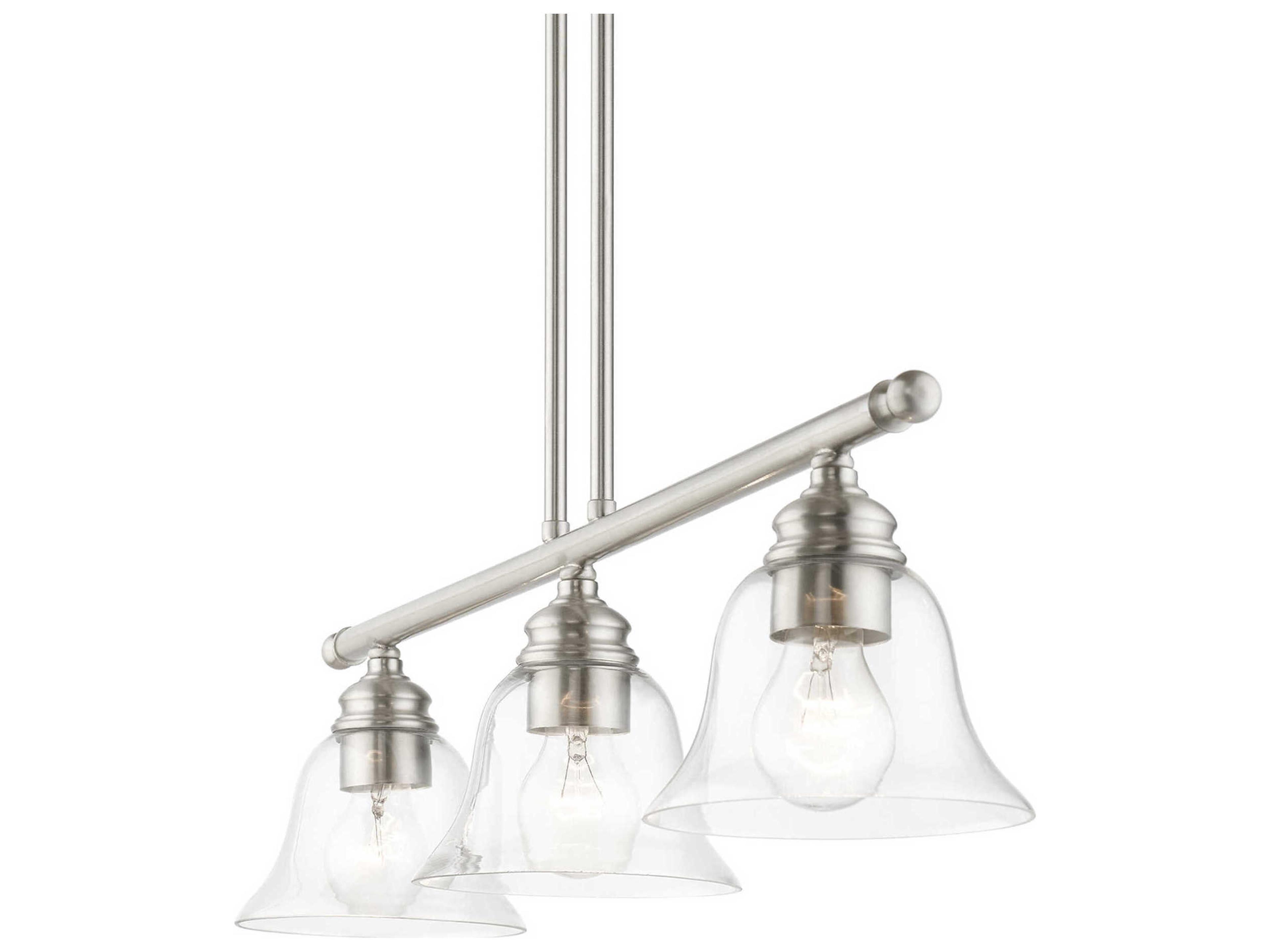 Livex Lighting Moreland 3-Light Brushed Nickel Glass Bell Linear Island Pendant