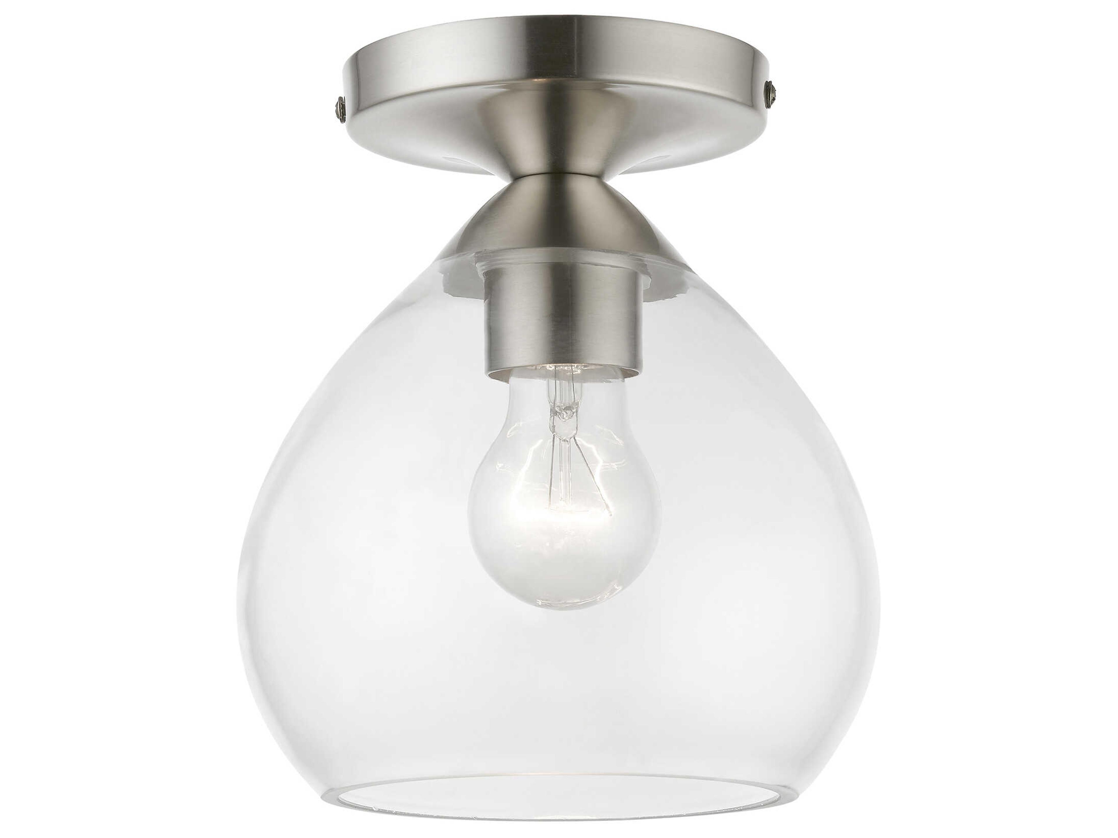 Catania 1-Light Brushed Nickel Glass Bell Semi Flush Mount