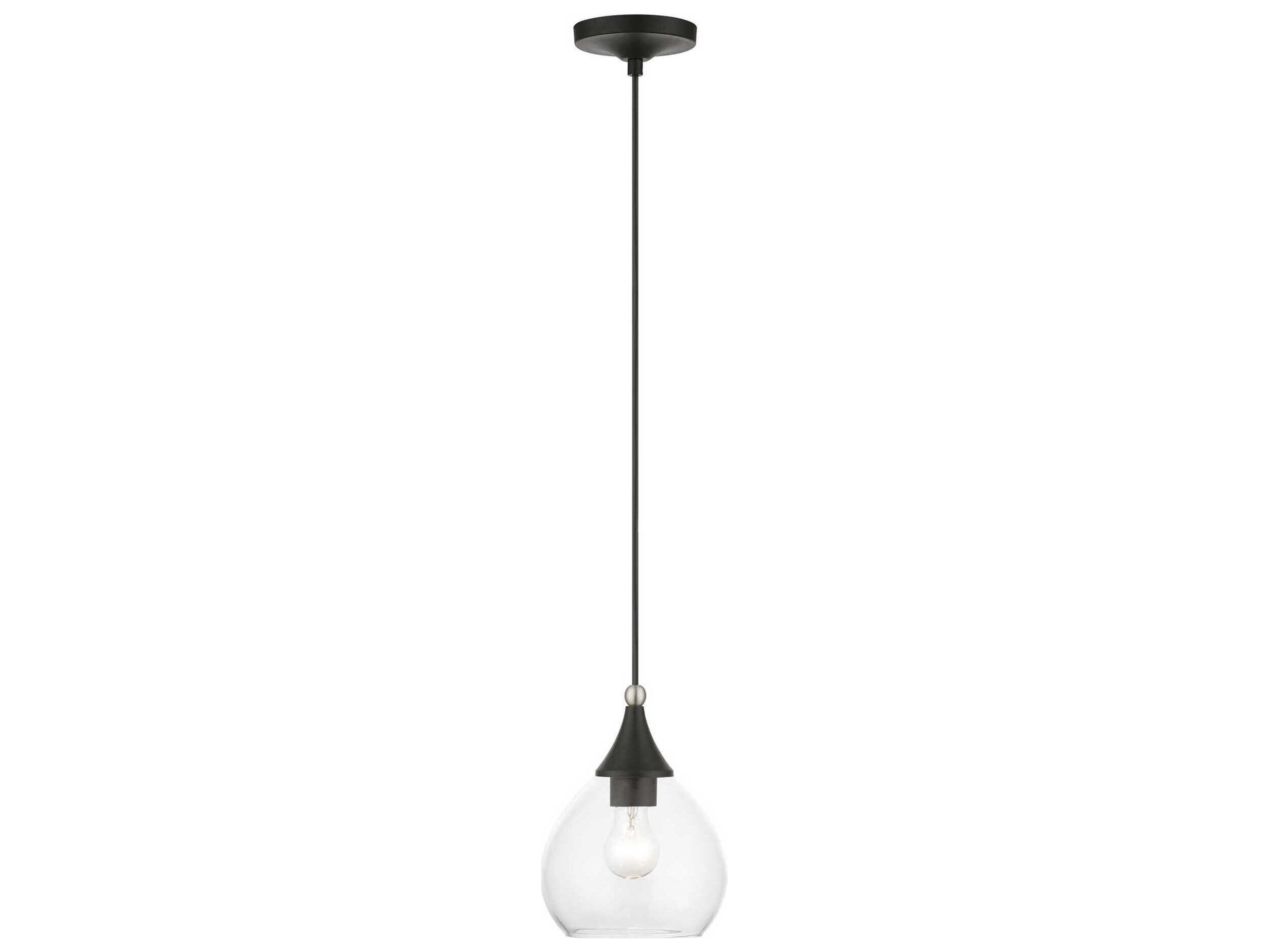 Catania 1-Light Black Brushed Nickel Glass Bell Mini Pendant