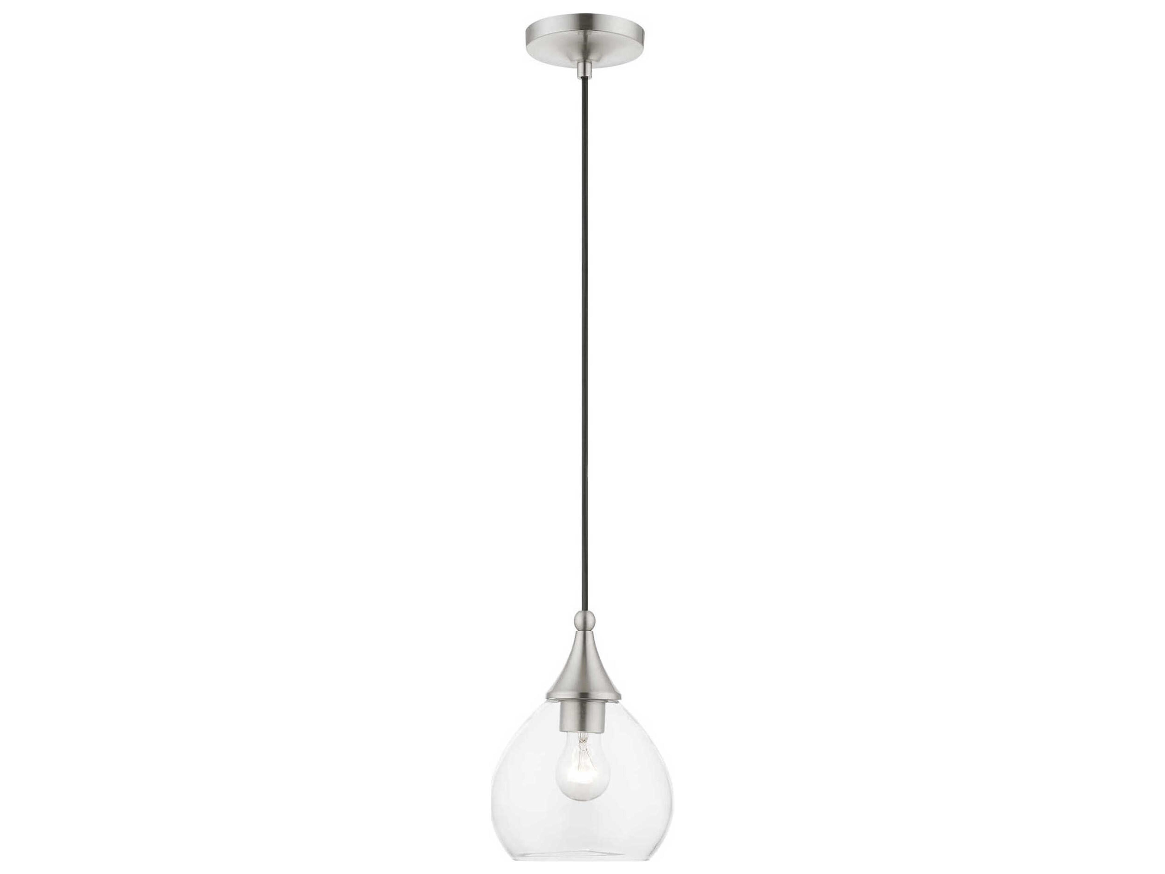 Catania 1-Light Brushed Nickel Glass Bell Mini Pendant