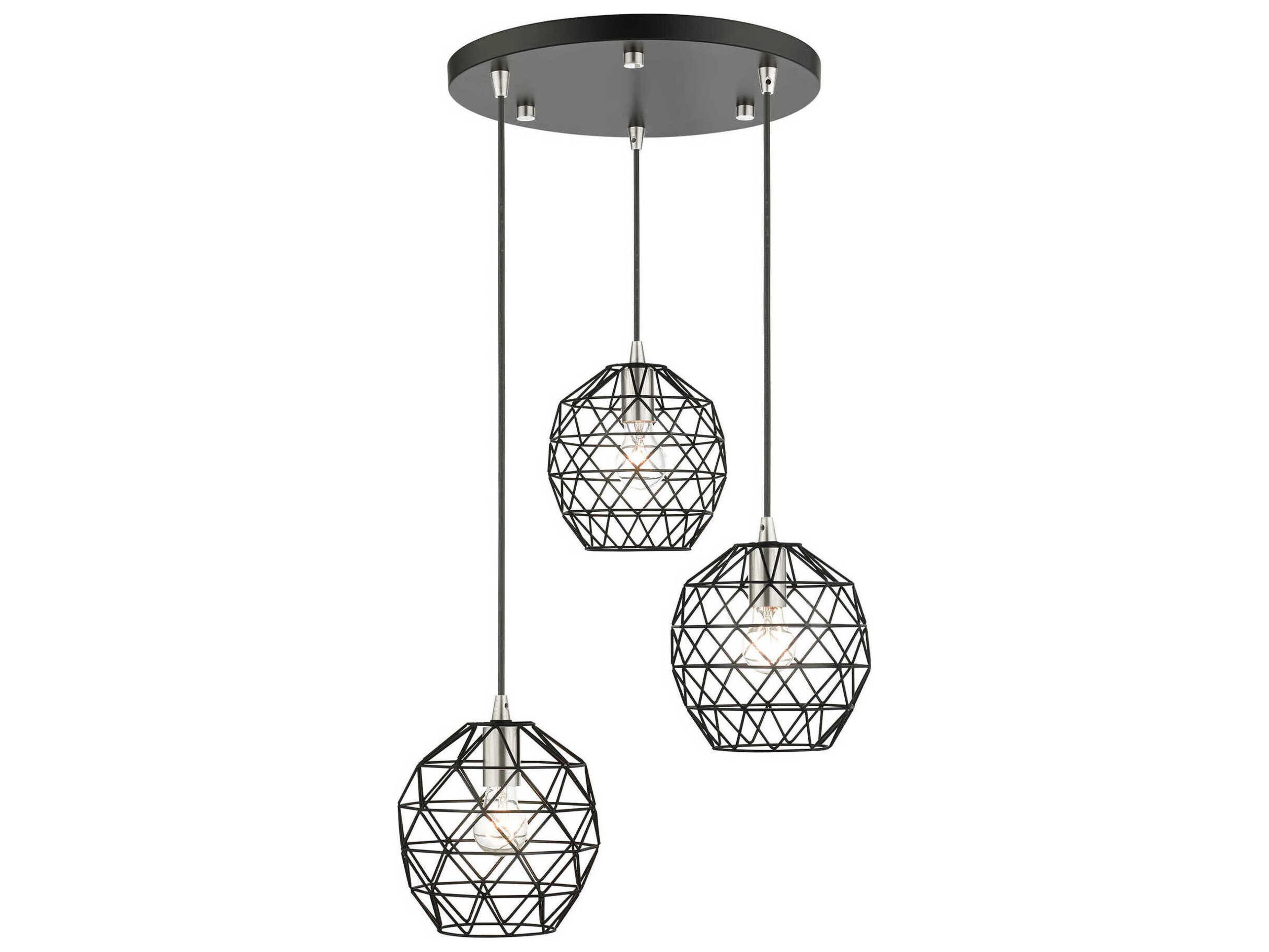 Geometric 3-Light Black Bell Pendant