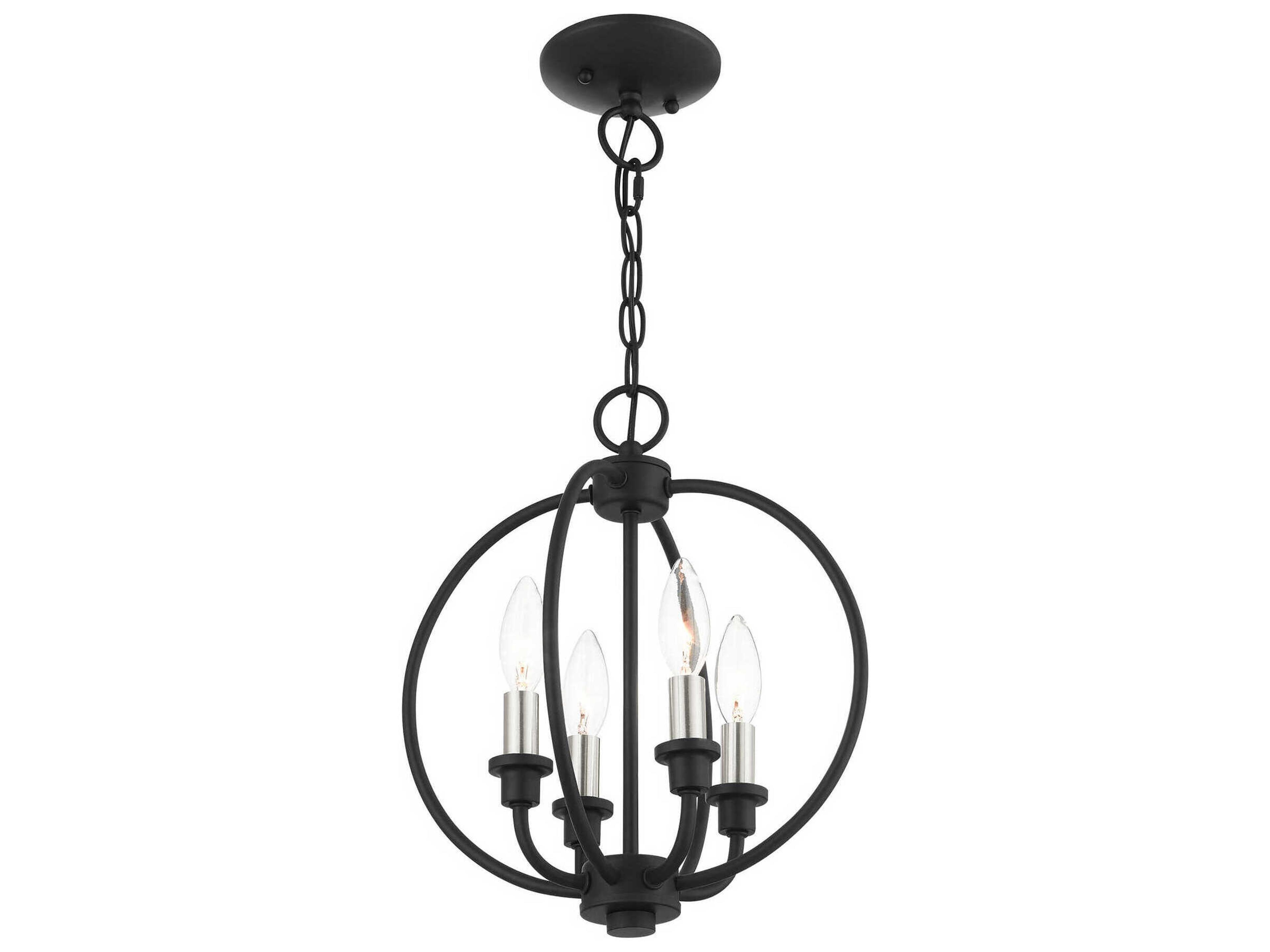 Livex Lighting Milania 4-Light Black Brushed Nickel Candelabra Chandelier