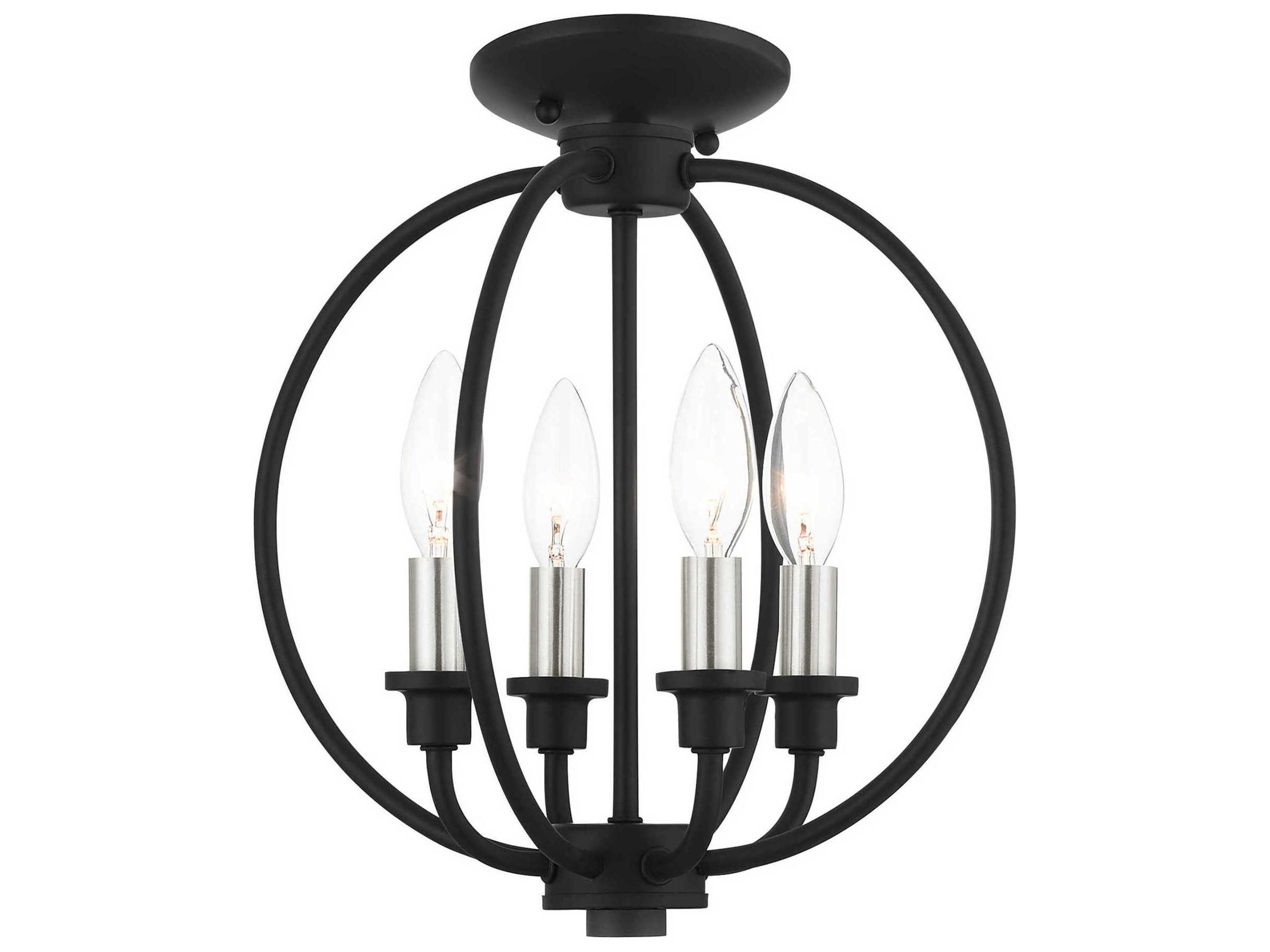 Livex Lighting Milania 4-Light Black Brushed Nickel Candelabra Chandelier