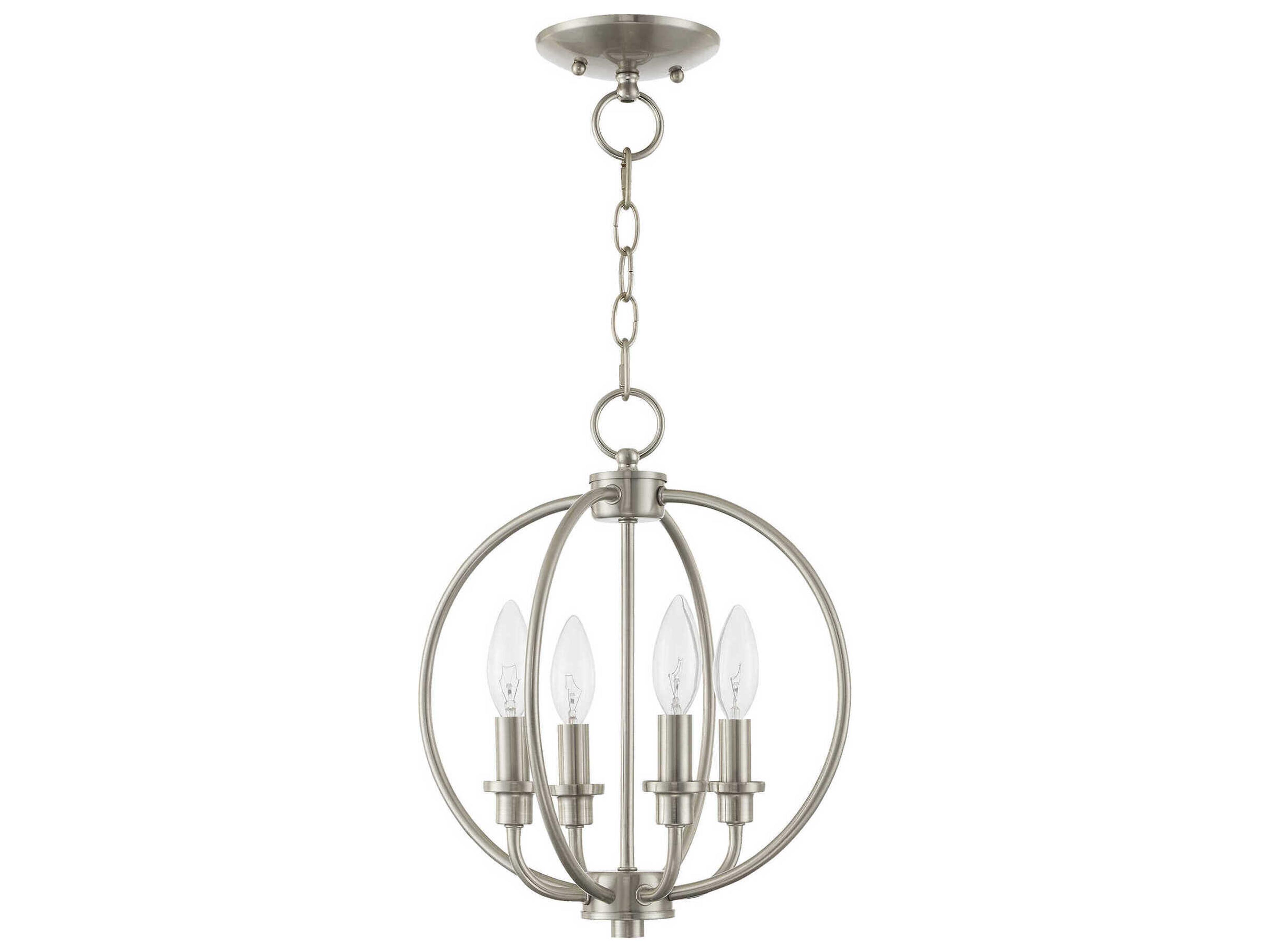 Livex Lighting Milania 4-Light Brushed Nickel Candelabra Lantern Chandelier
