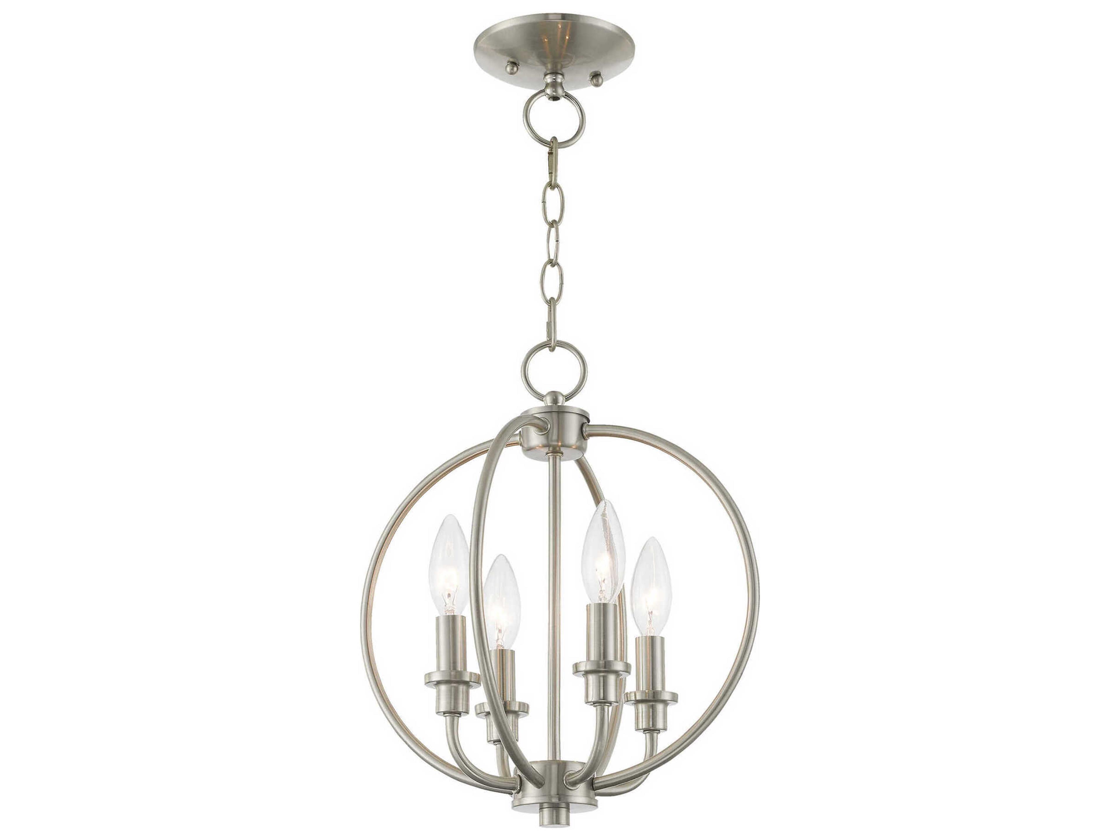 Livex Lighting Milania 4-Light Brushed Nickel Candelabra Lantern Chandelier