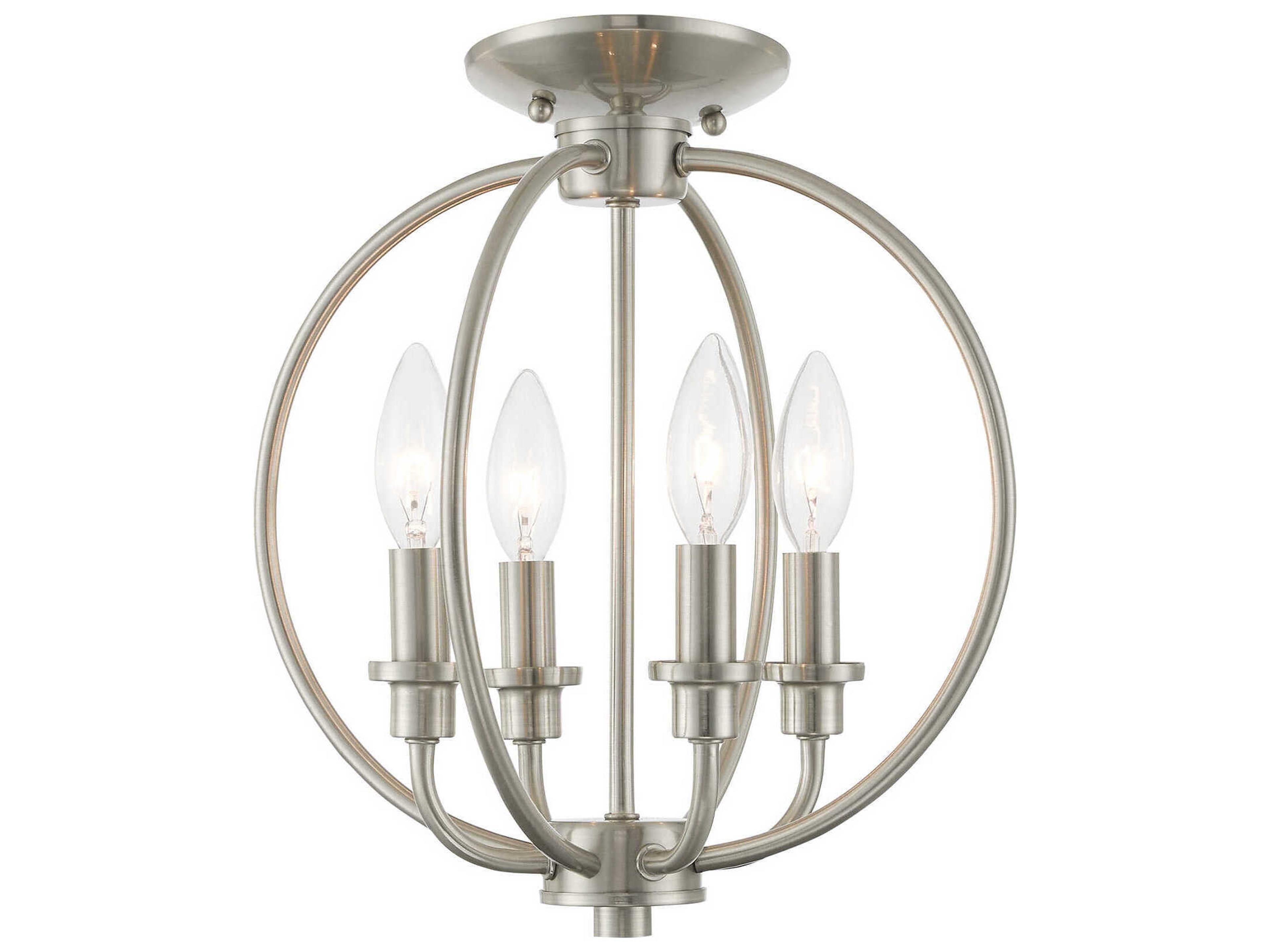 Livex Lighting Milania 4-Light Brushed Nickel Candelabra Lantern Chandelier