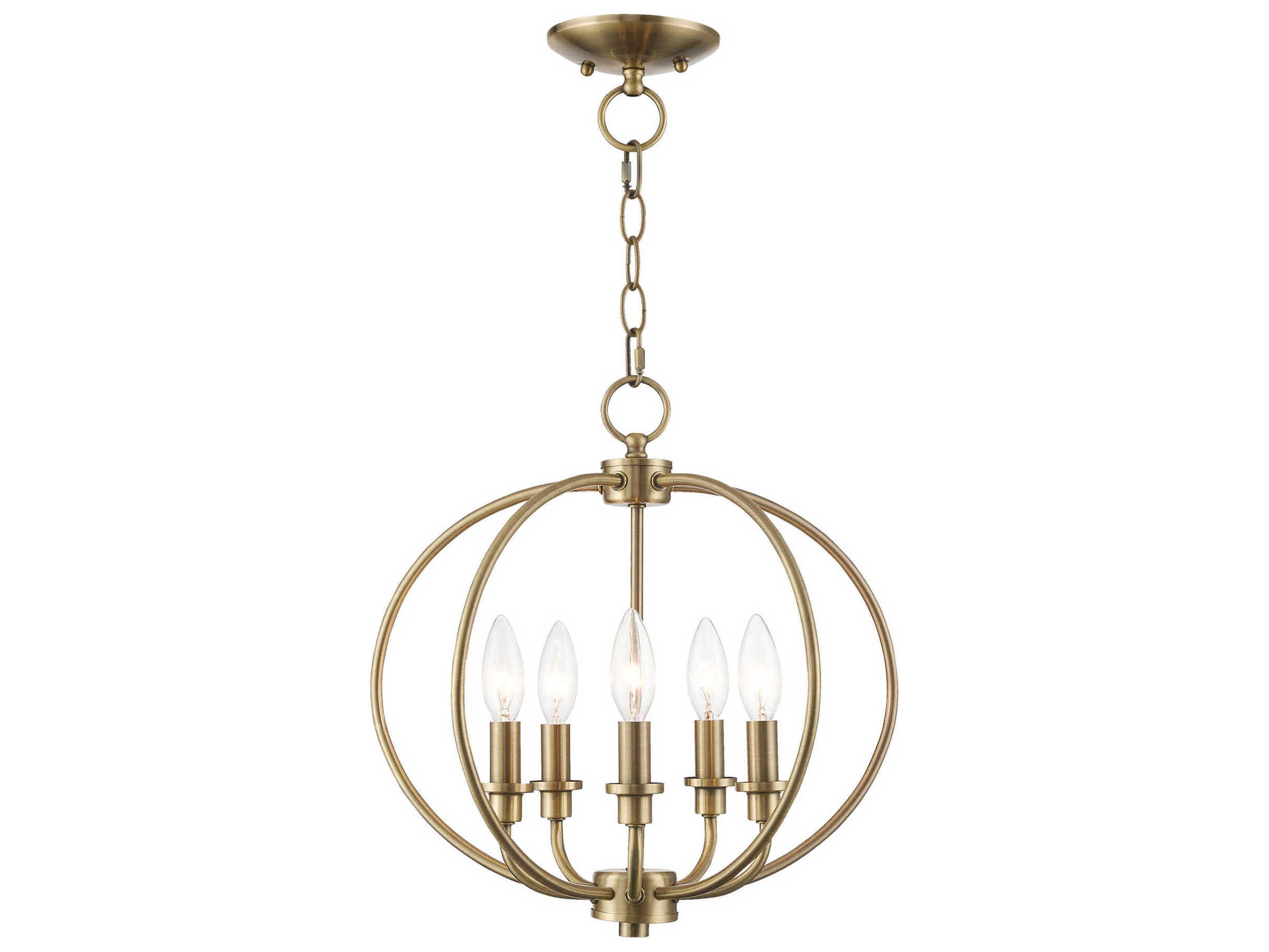 Milania 5-Light Antique Brass Candelabra Lantern Chandelier